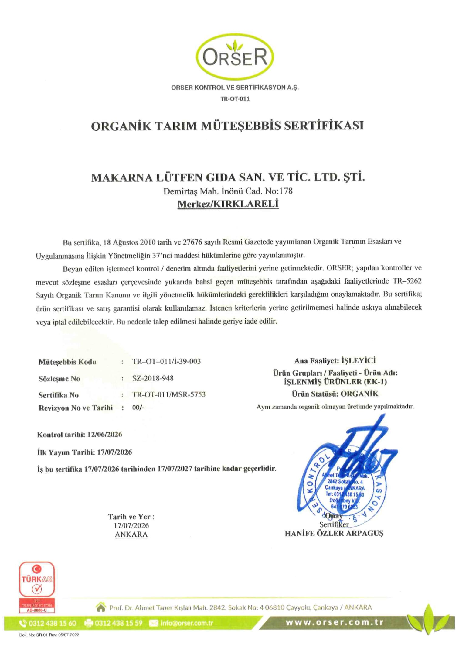 Organik Makarna (200 gram) 5