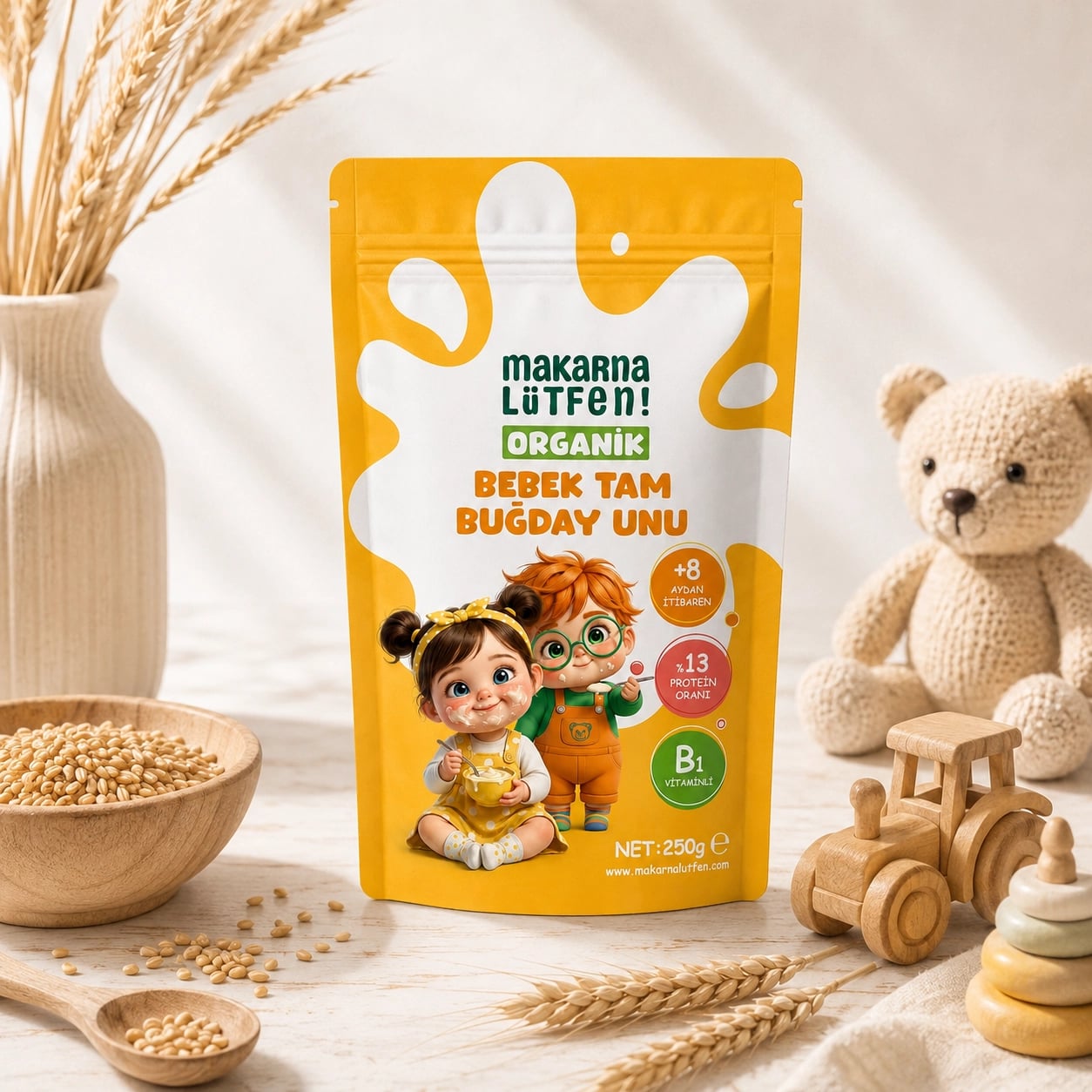 Makarna Lütfen Organik Tam Buğday Unu ile Bebek Beslenmesi (250 gr) 4