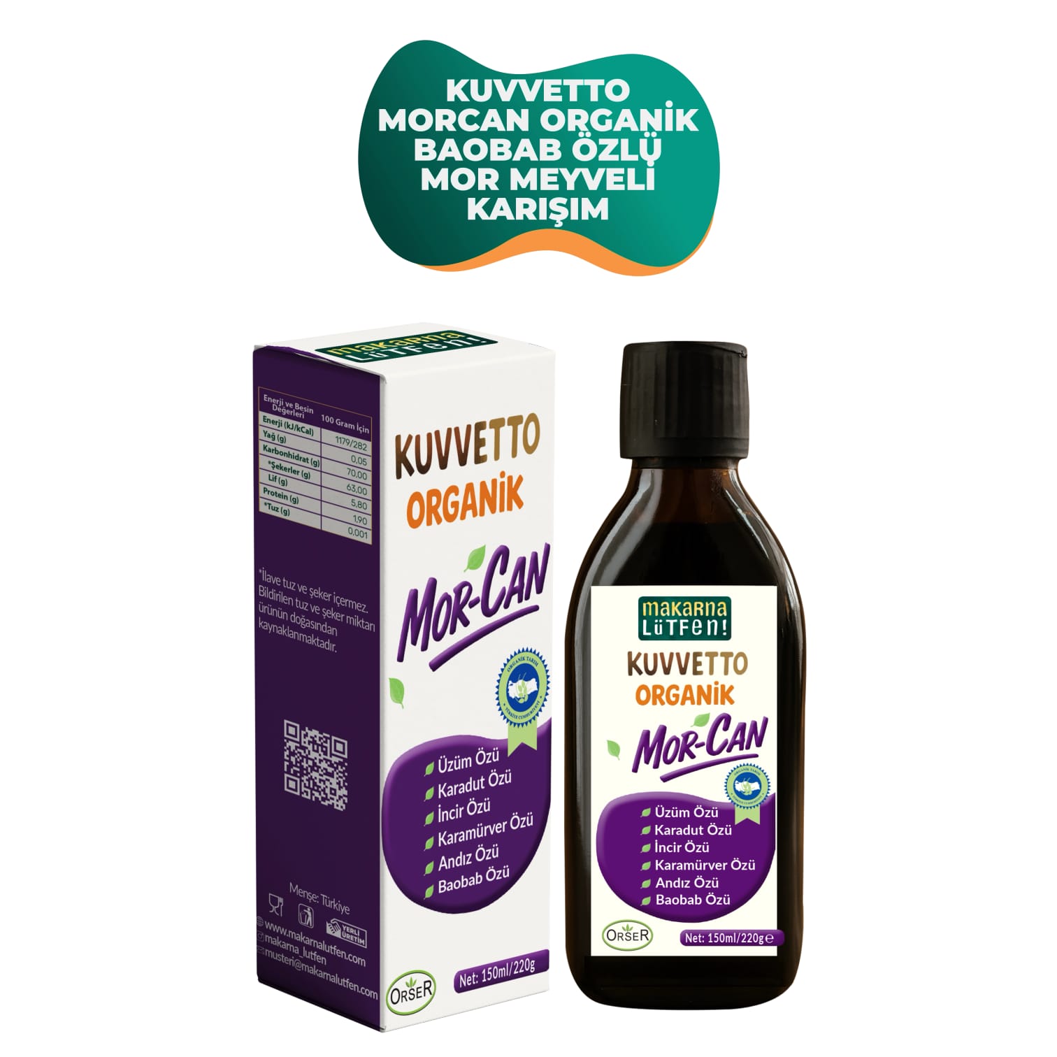 Kuvvetto Morcan Organik Baobab Özlü Mor Meyveli Karışım (220 gram) 2
