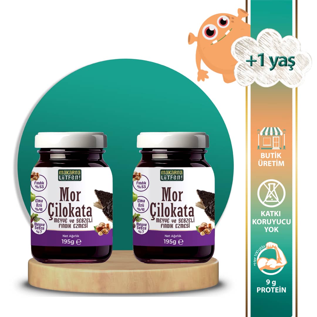 2 Li Mor Çikolata (Antosiyoninli Fındık Kreması-2x195 g)