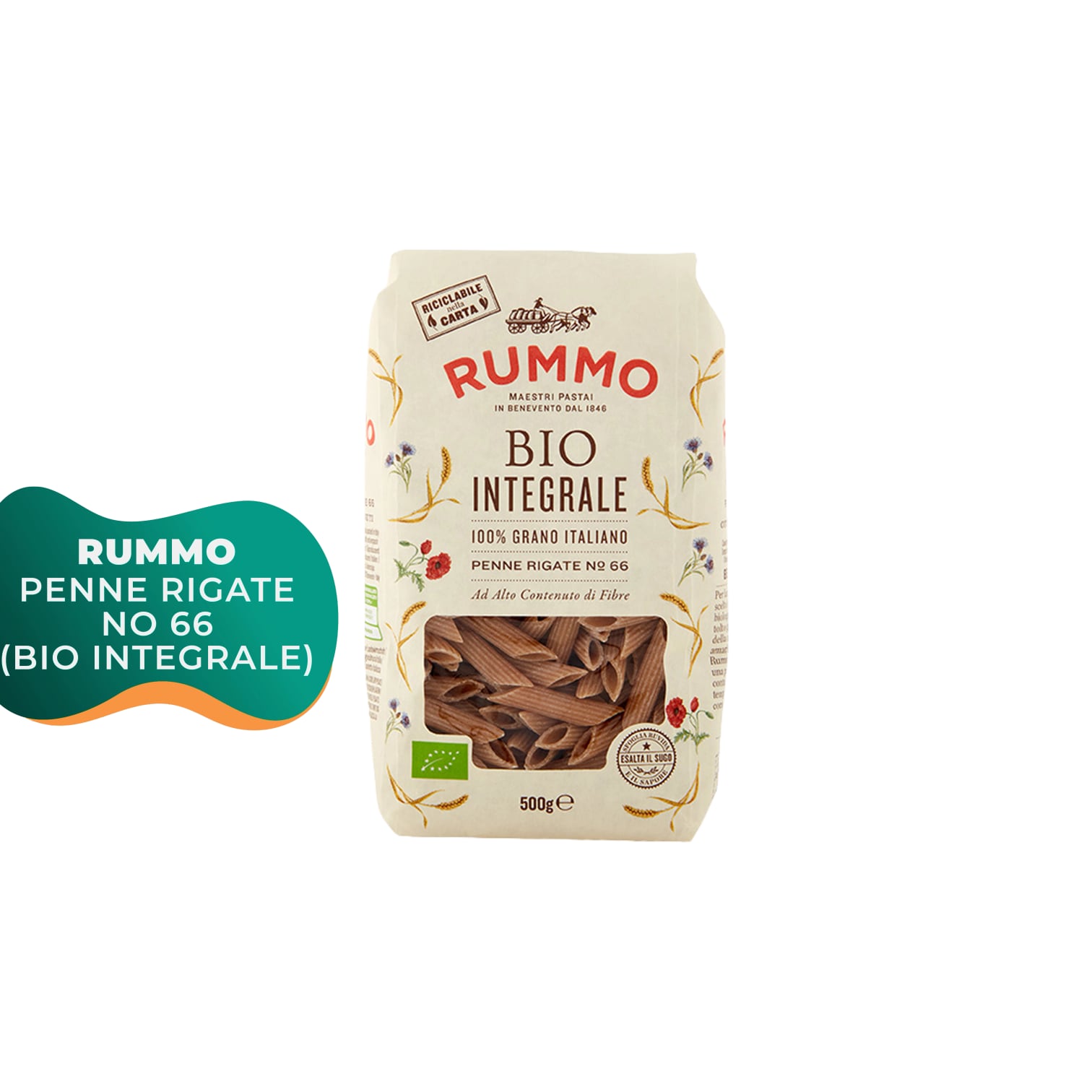 Rummo Organik Kepekli Penne Sade Kalem Makarna (500 g) 2