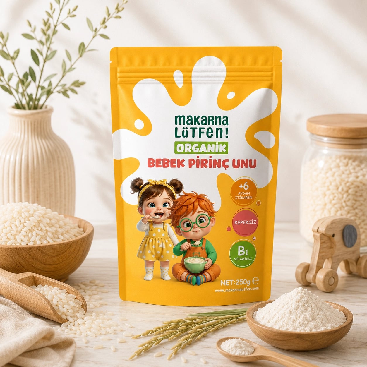 Makarna Lütfen Organik Pirinç Unu Bebekler İçin (250 gr) 4