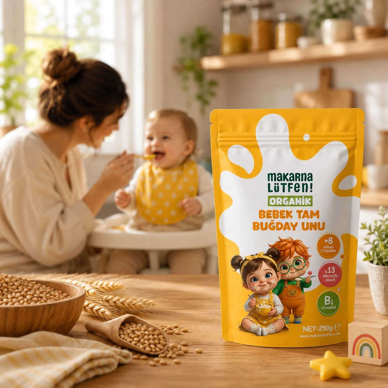 Makarna Lütfen Organik Tam Buğday Unu ile Bebek Beslenmesi (250 gr) 2