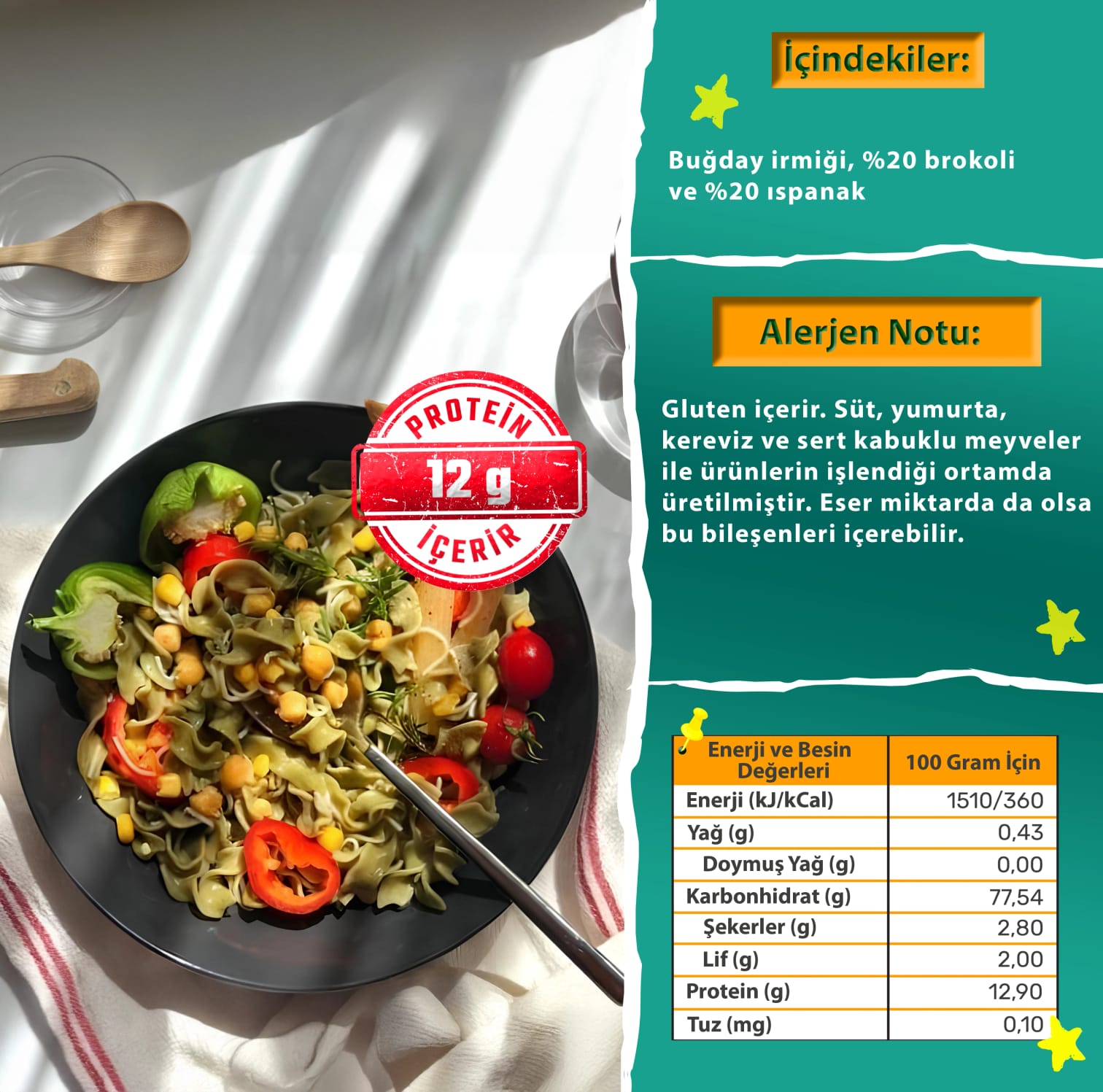 Brokoli ve Ispanaklı Makarna (200 gram) 2