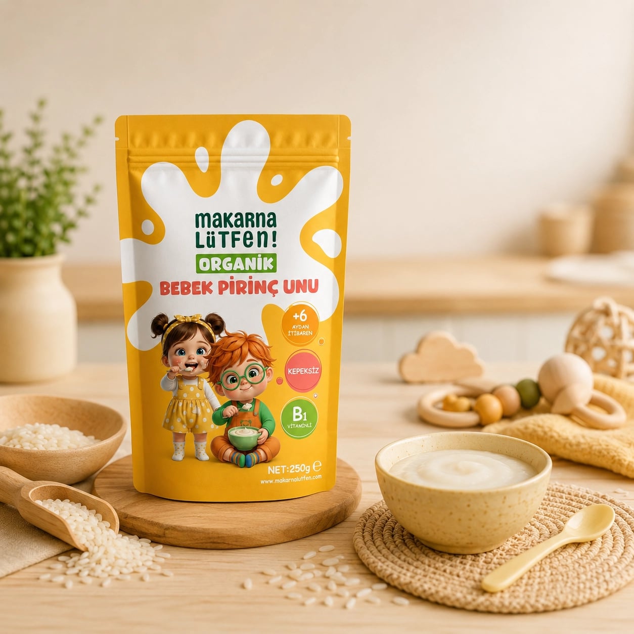 Makarna Lütfen Organik Pirinç Unu Bebekler İçin (250 gr) 3