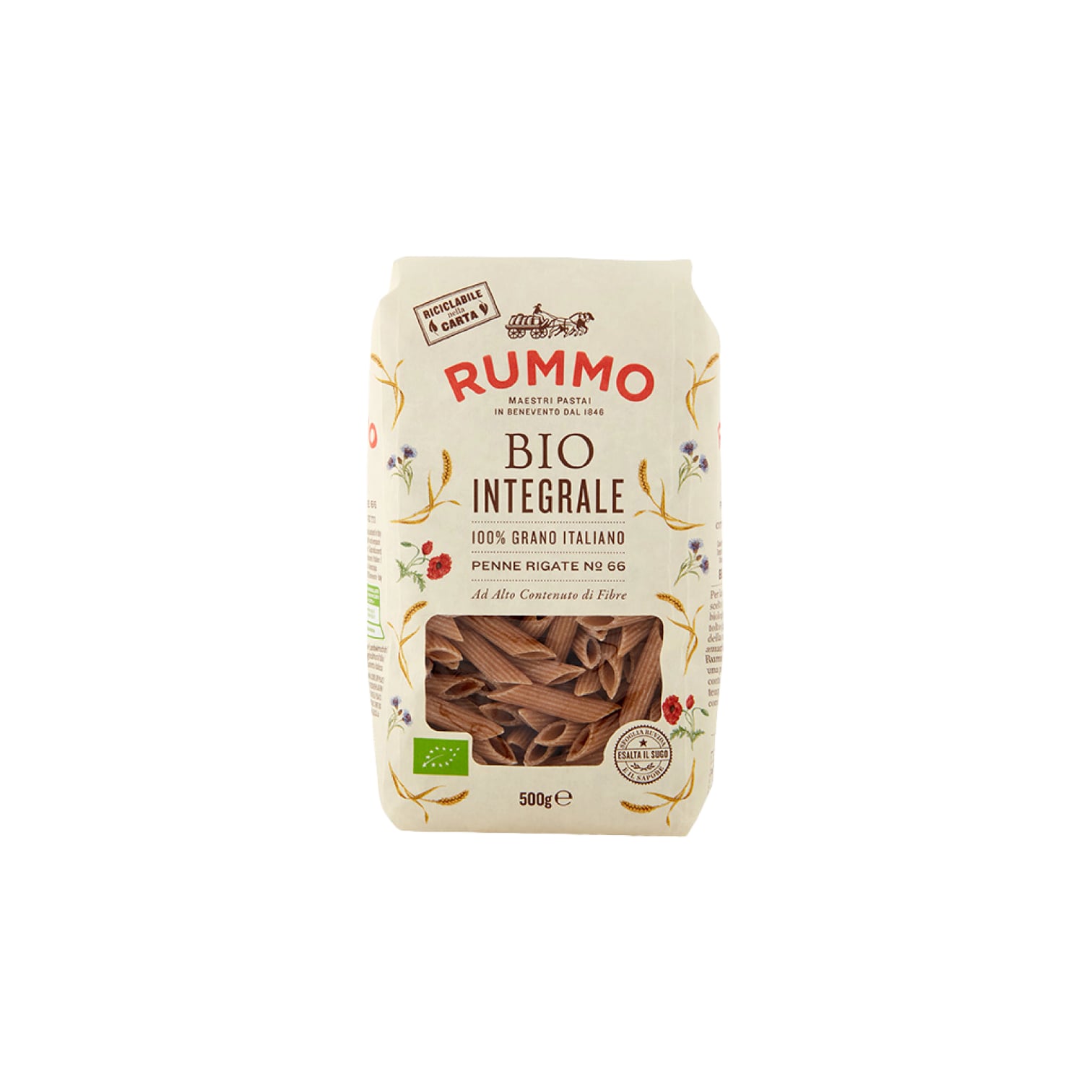 Rummo Organik Kepekli Penne Sade Kalem Makarna (500 g)