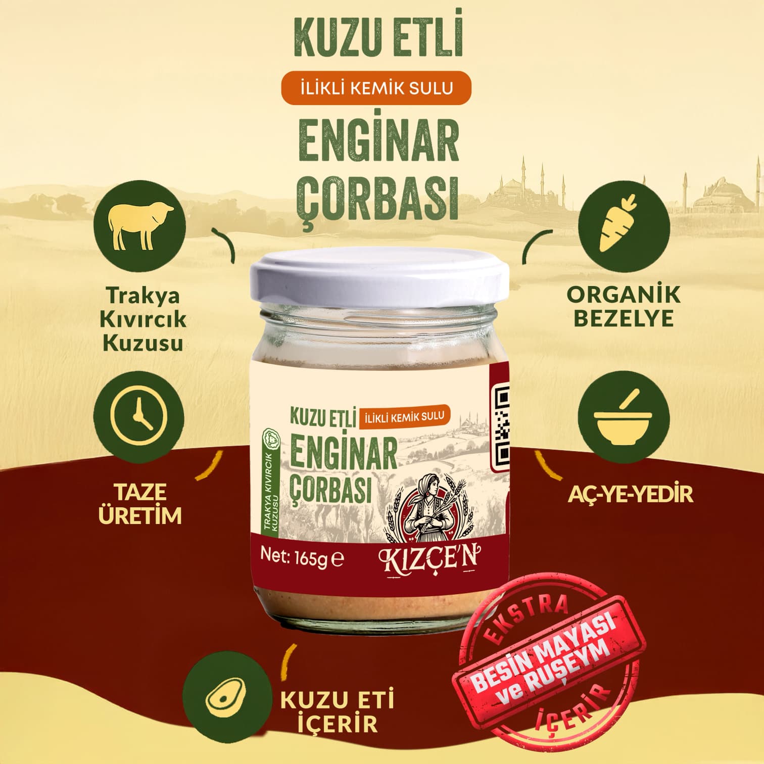 Kuzu Etli İlikli Kemik Sulu Enginar Çorbası (165 gram) 2