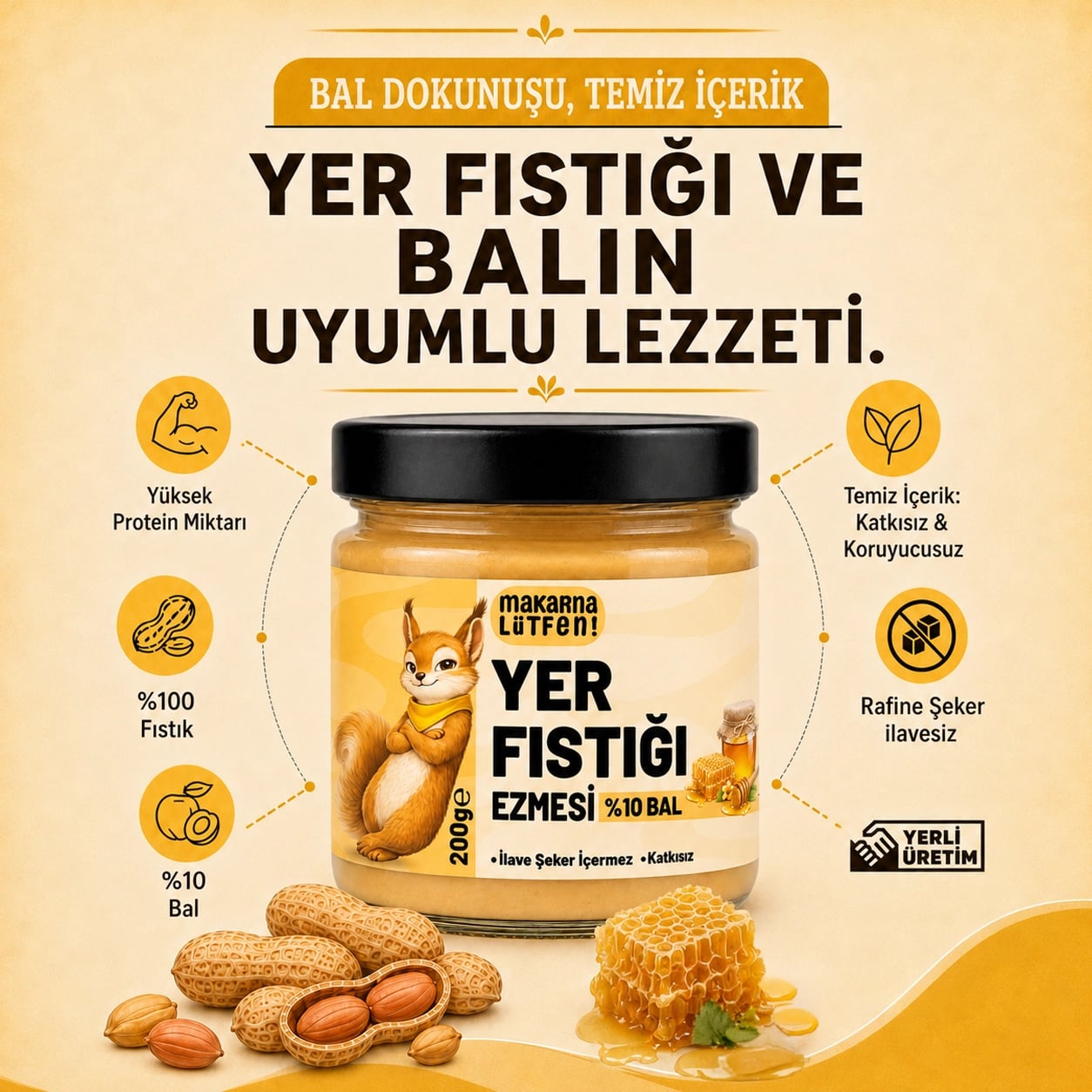 Makarna Lütfen 3x200g Yer Fıstığı Ezmesi - Sporcu ve Sağlık Dostu 6