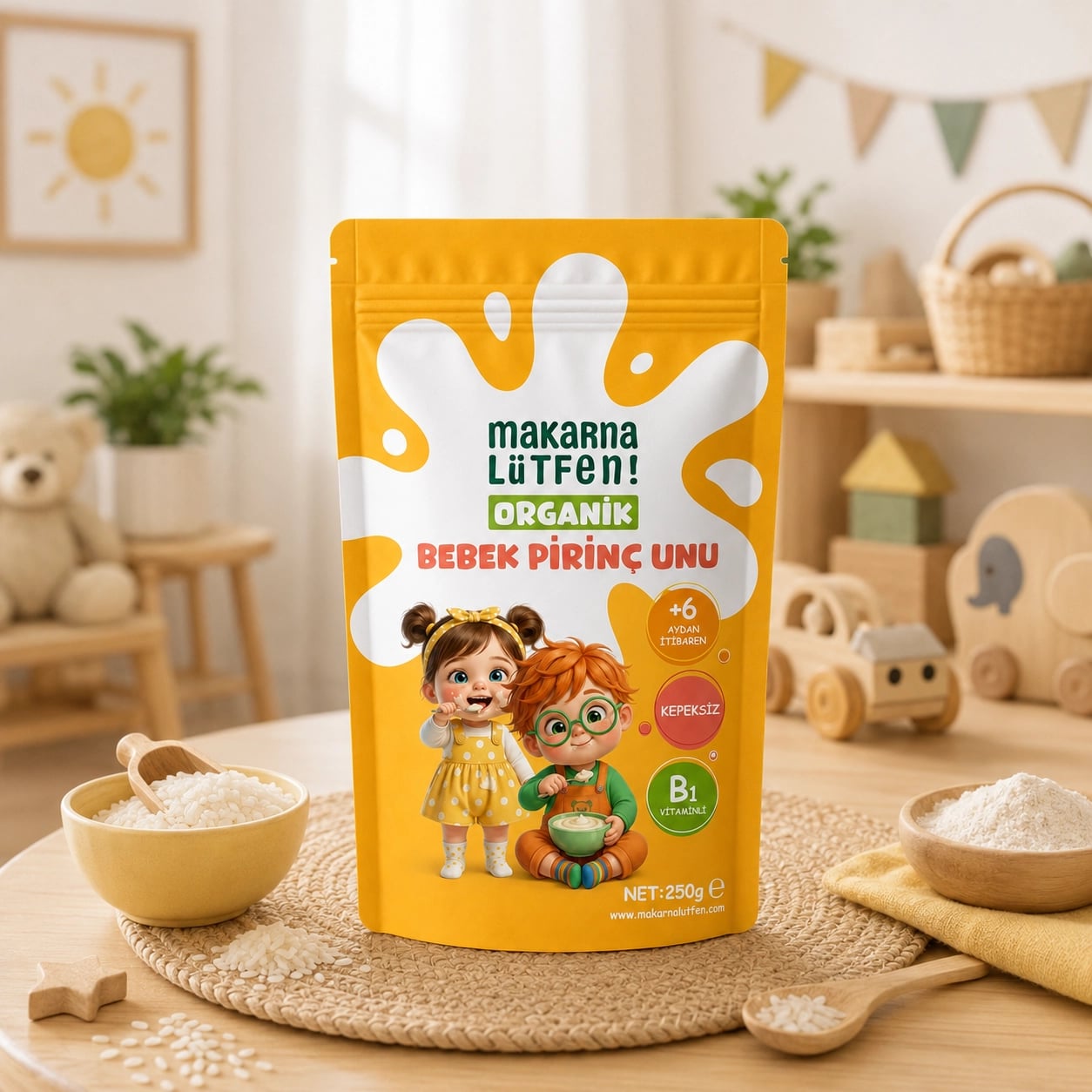 Makarna Lütfen Organik Pirinç Unu Bebekler İçin (250 gr) 5