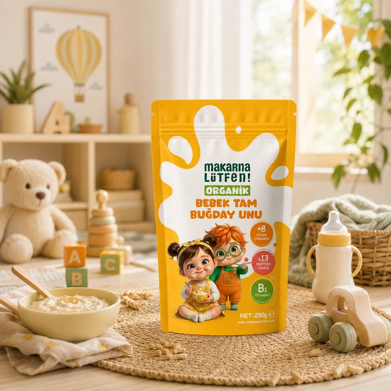 Makarna Lütfen Organik Tam Buğday Unu ile Bebek Beslenmesi (250 gr) 5