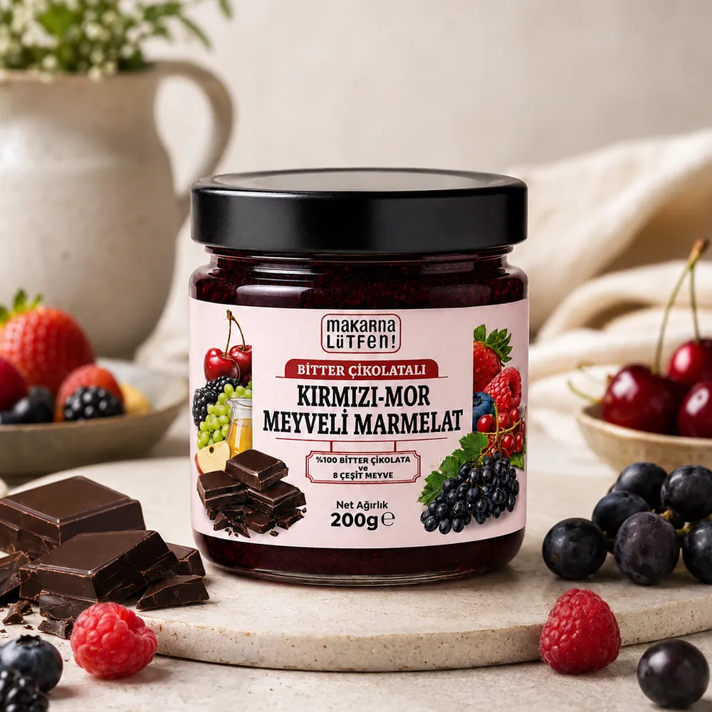 Bitter Çikolatalı Kırmızı Mor Meyveli Marmelat (200 g) 2