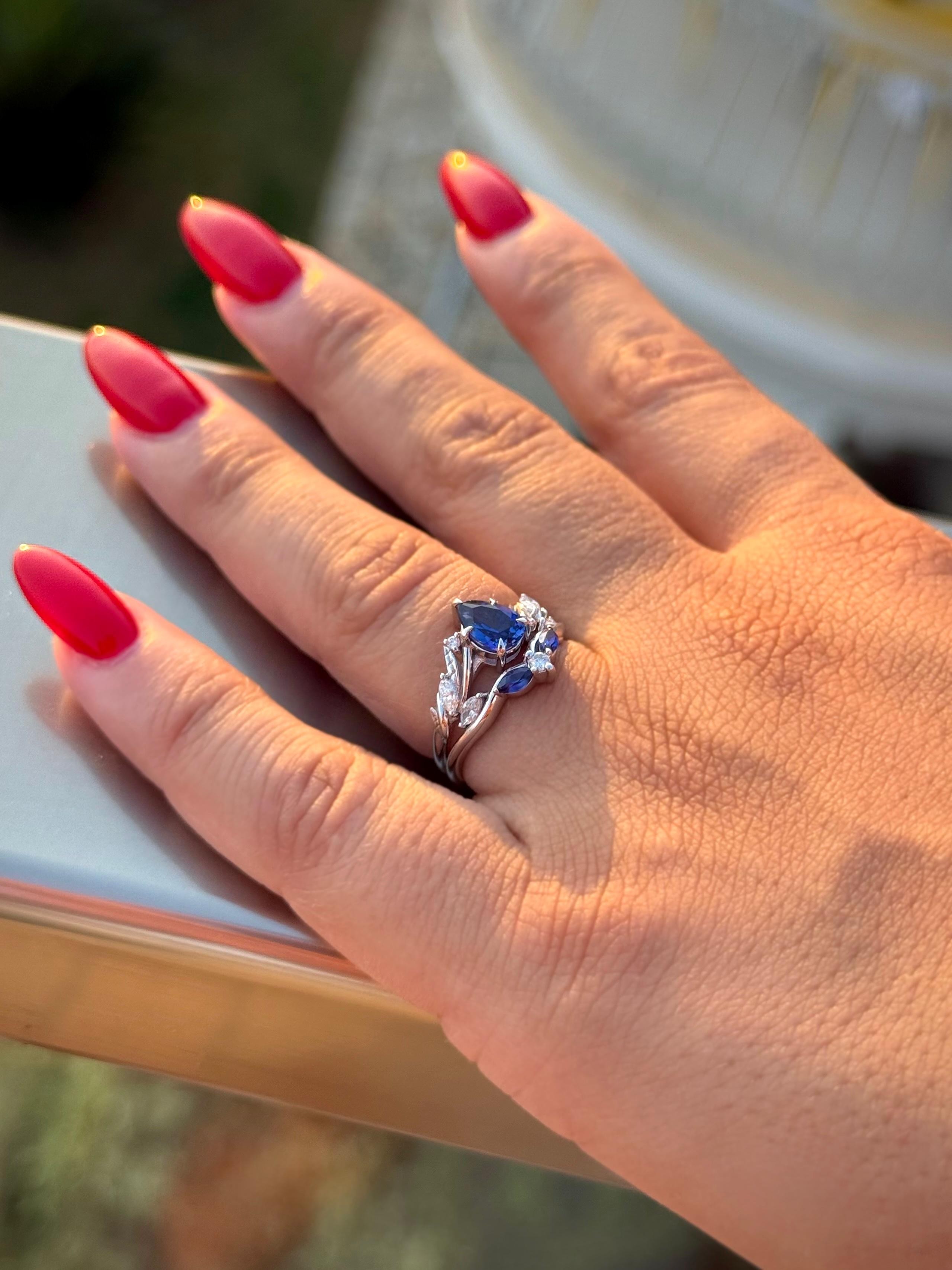 0.25 Karat Pırlanta Safir Yüzük