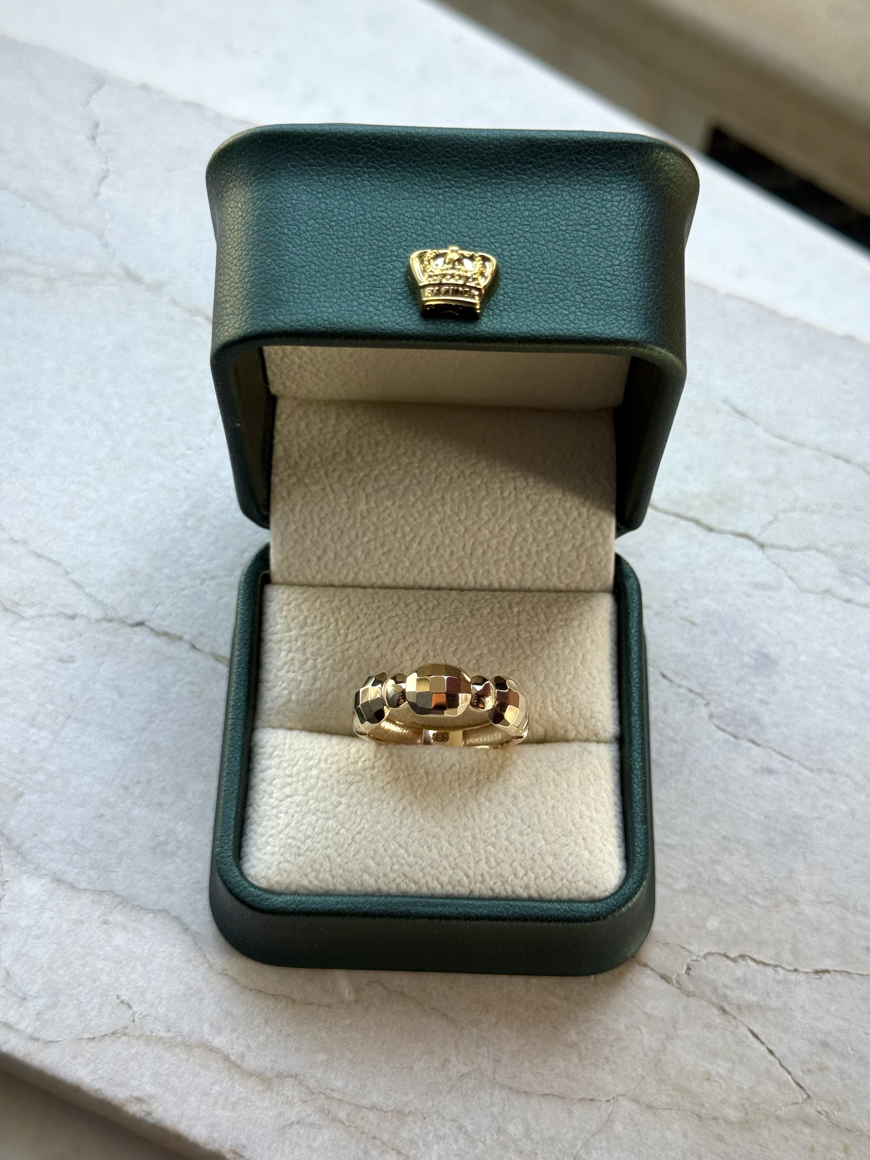 14 K Bombeli Oktagon Altın Yüzük