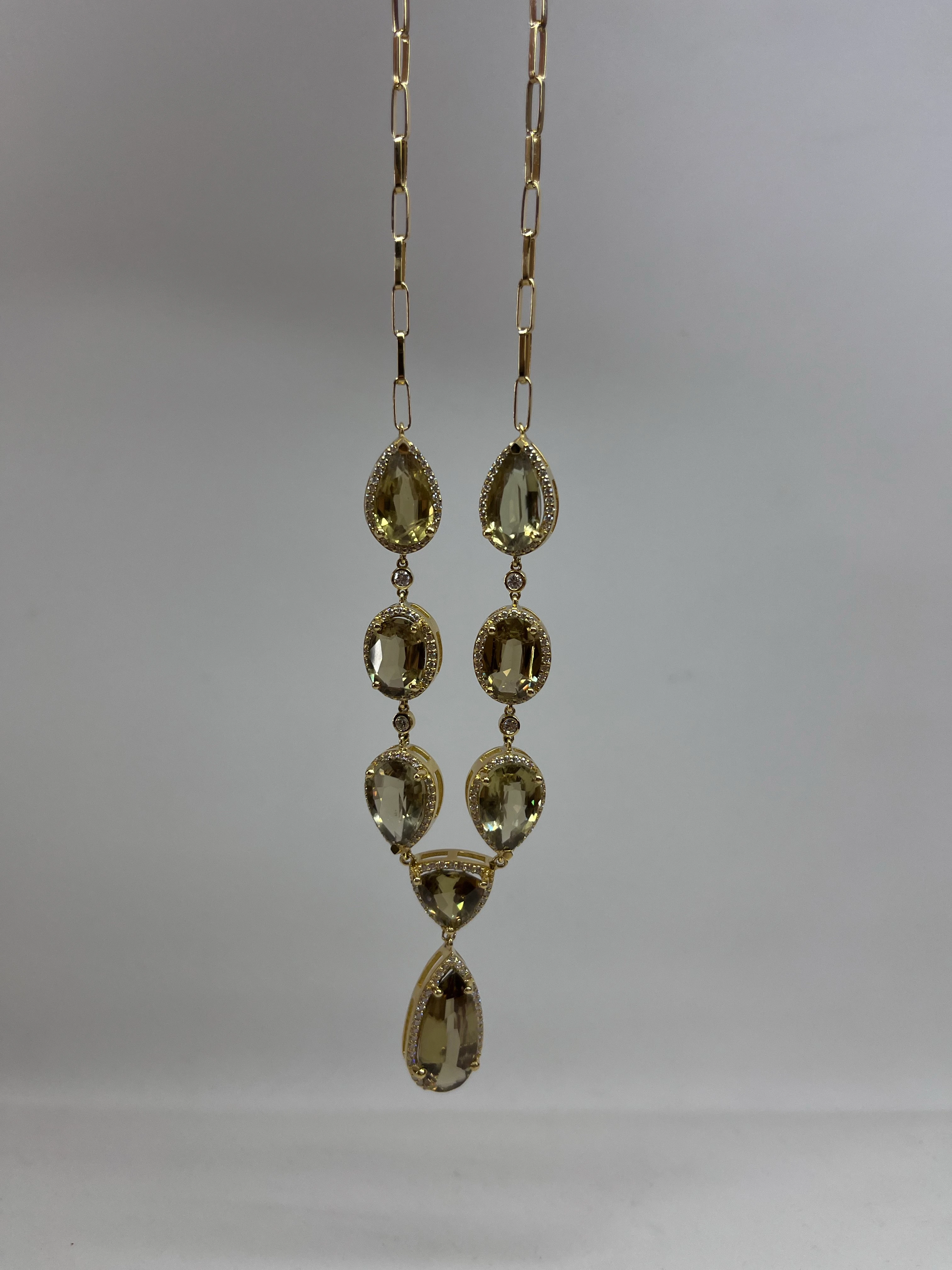 18 K Damla Taşlı Altın Kolye