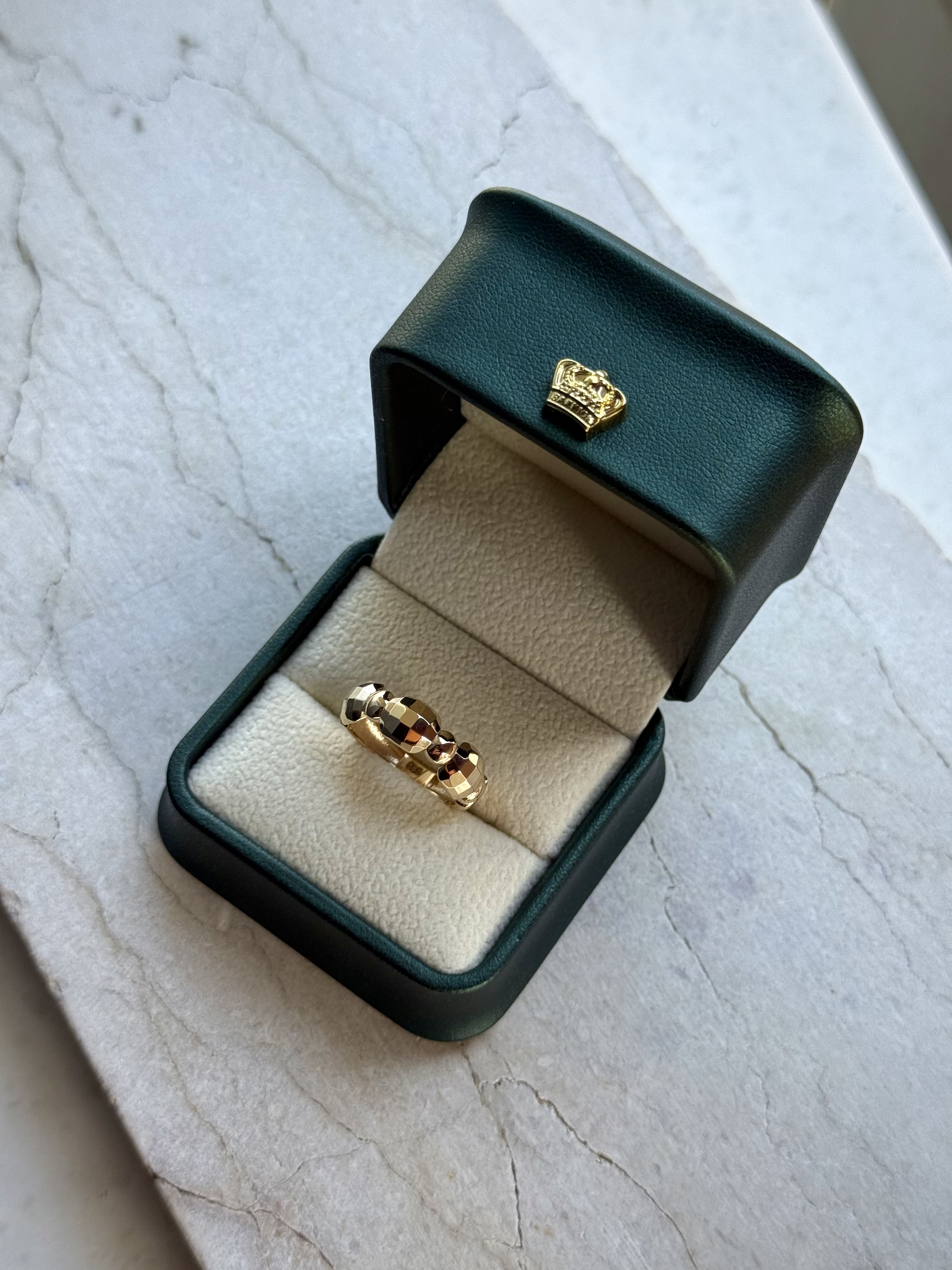 14 K Bombeli Oktagon Altın Yüzük