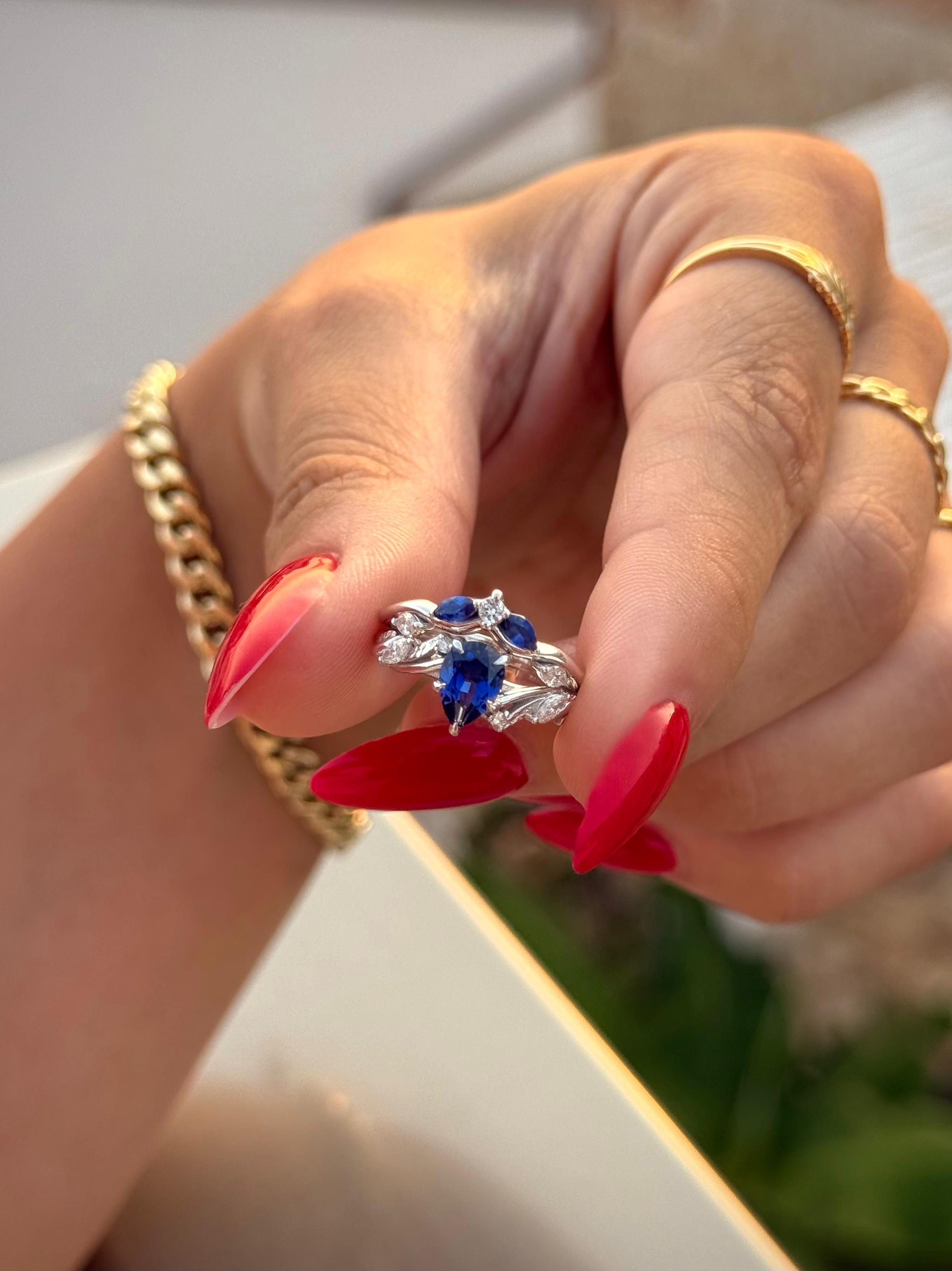 0.25 Karat Pırlanta Safir Yüzük
