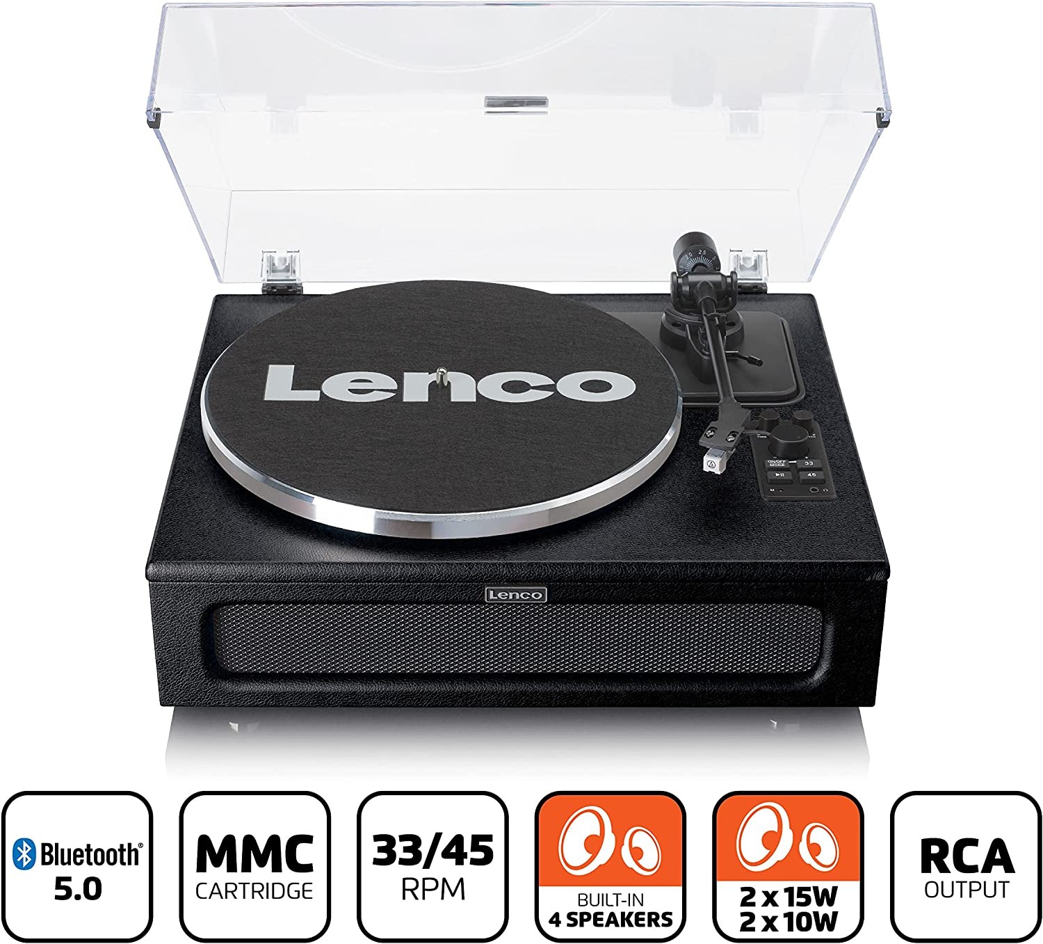 Lenco LS-430BK 4 DAHİLİ HOPARLÖRLÜ BLUETOOTHLU PİKAP PLAK ÇALAR – SİYAH