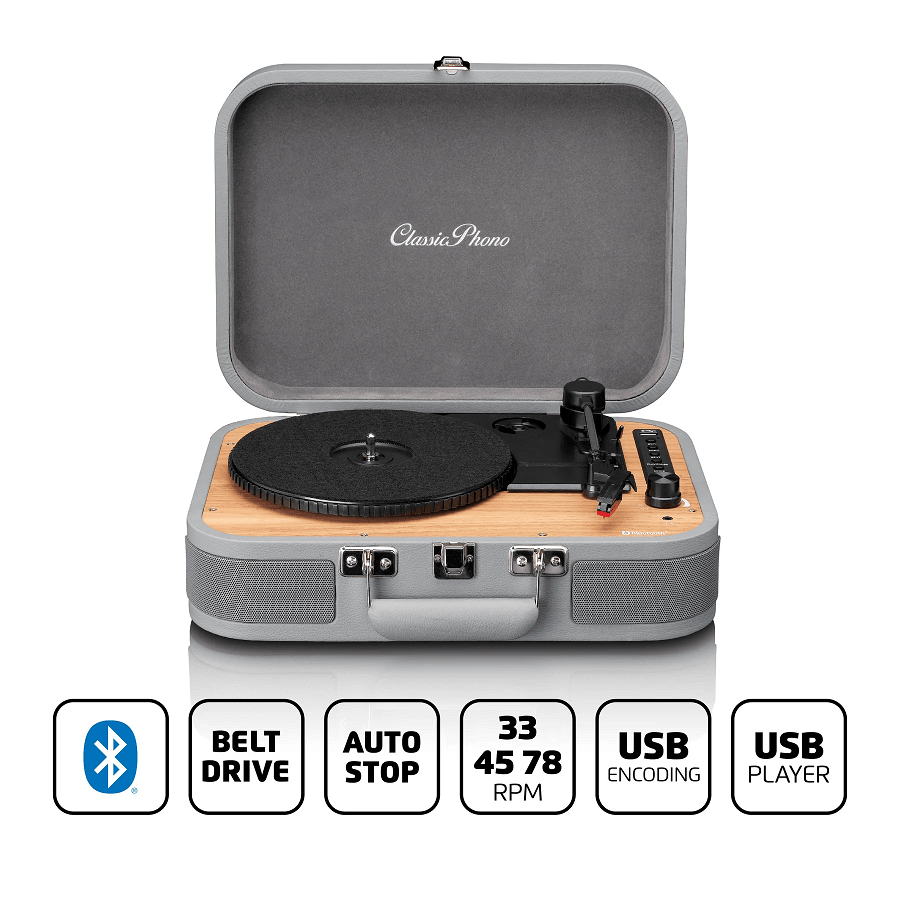 Lenco Classic Phono TT-116 GY Gri Hoparlörlü Bluetoothlu Retro Pikap Plak Çalar USBli MP3e Kayıt Özellikli