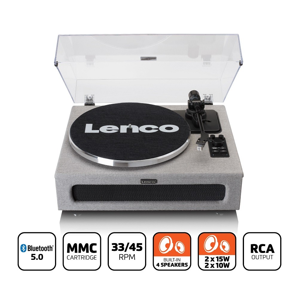 Lenco LS-440 GY Gri 4 Hoparlörlü Bluetoothlu Pikap Plak Çalar