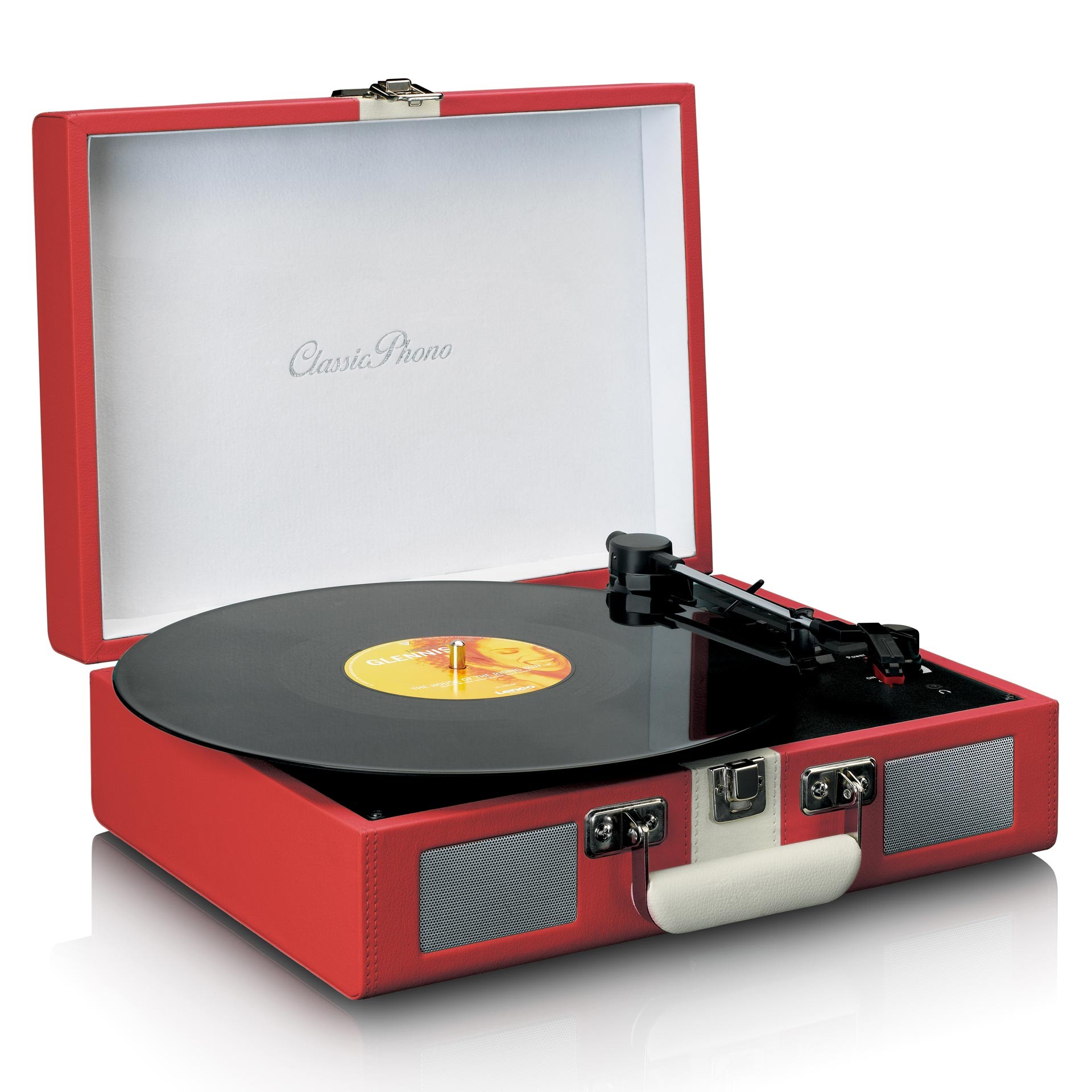 Lenco Classic Phono TT-110RDWH Kırmızı Hoparlörlü Bluetoothlu Retro Pikap Plak Çalar