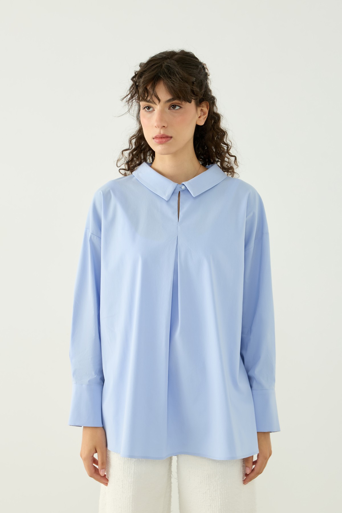 PİLE DETAYLI OVERSIZE GÖMLEK