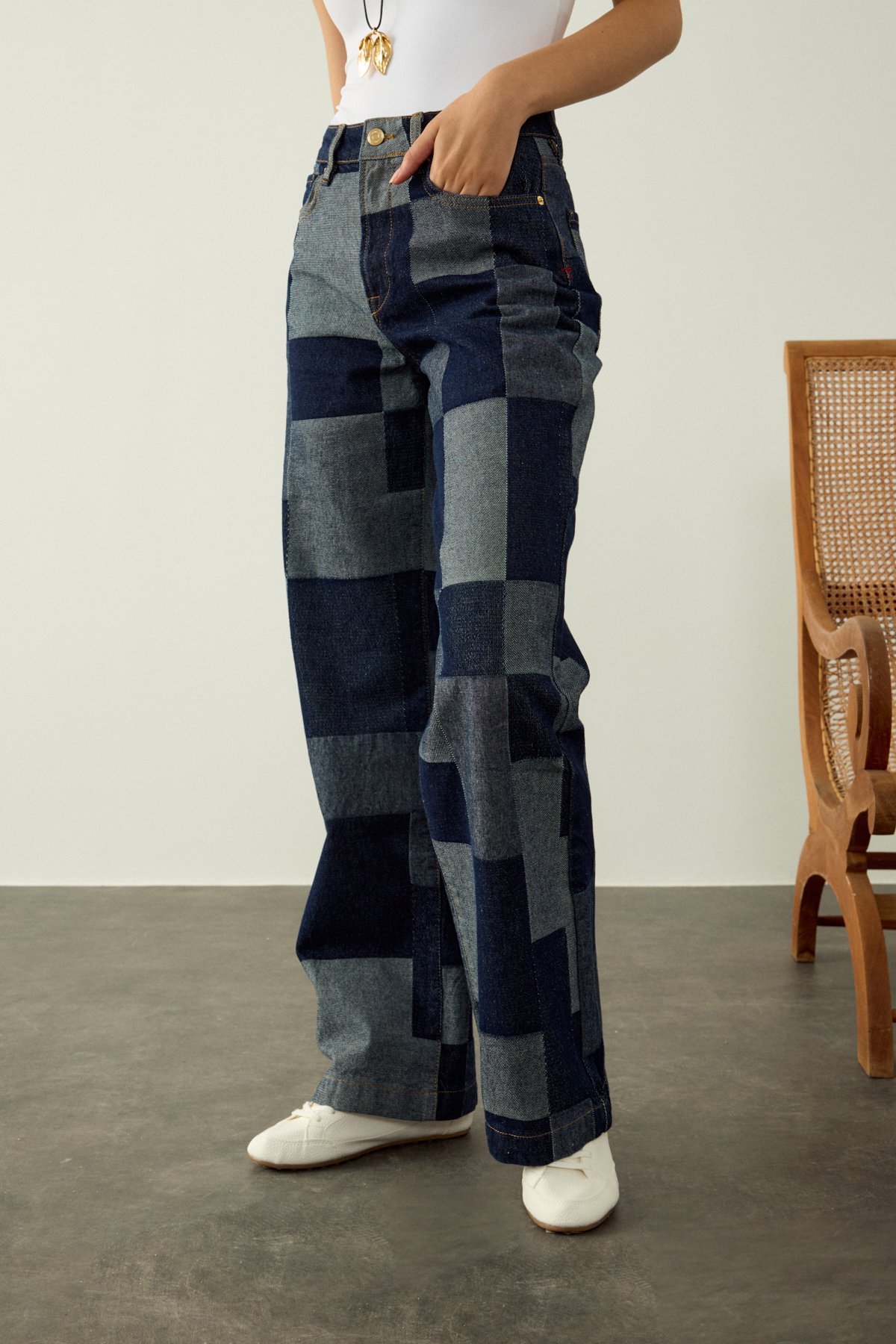 CORY PATCHWORK JEAN PANTOLON - İNDİGO