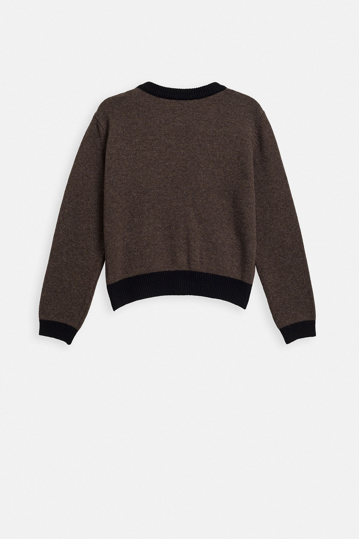 CEP DETAYLI YÜN TRIKO HIRKA - KAHVE