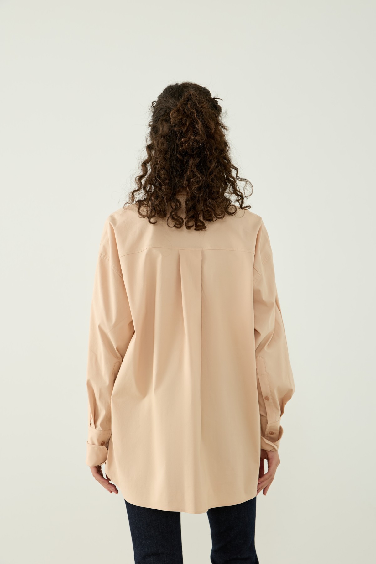 CEPLİ OVERSIZE GÖMLEK - BEJ