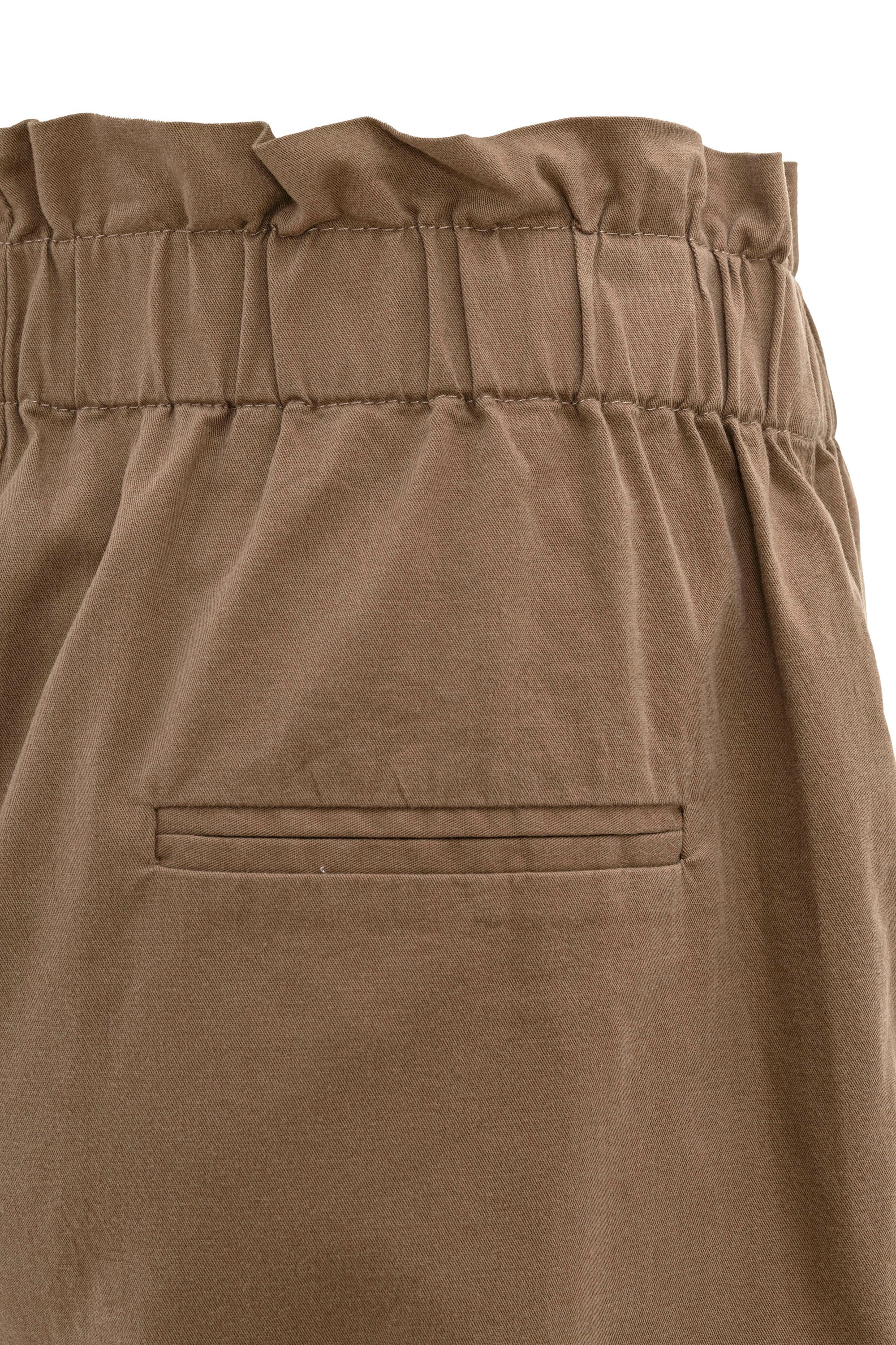 BELİ LASTİKLİ PAMUKLU PANTOLON - KAHVE