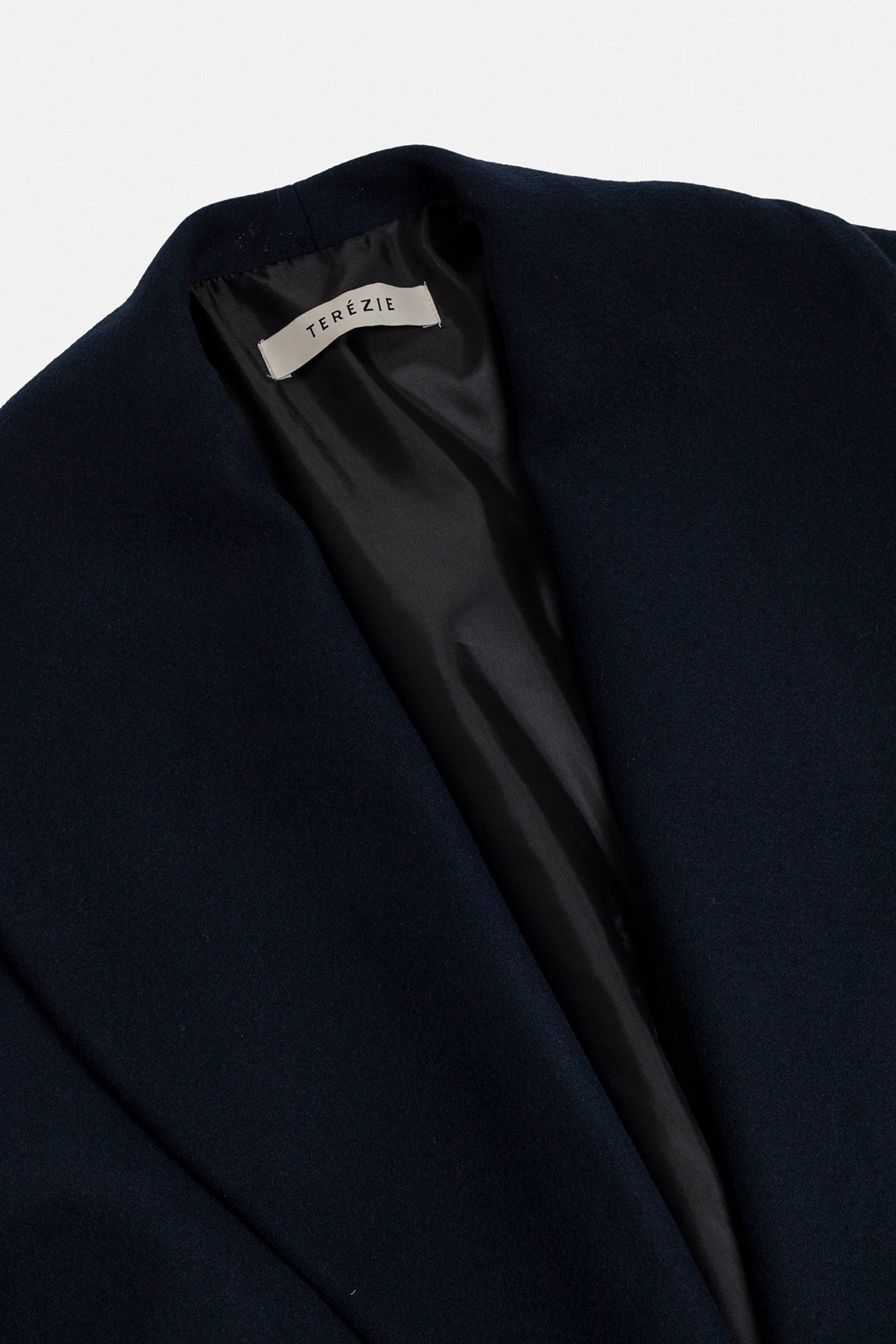 YÜN KARIŞIMLI OVERSIZE UZUN KABAN - LACİVERT