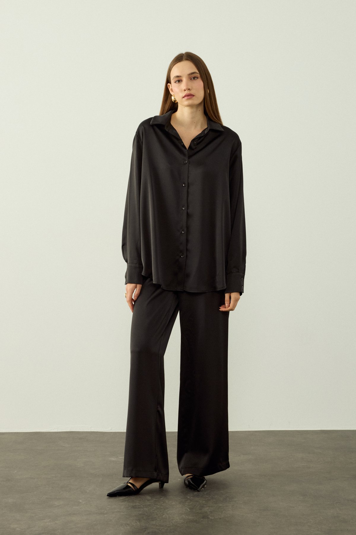 HANNAH SATEN PANTOLON - SİYAH