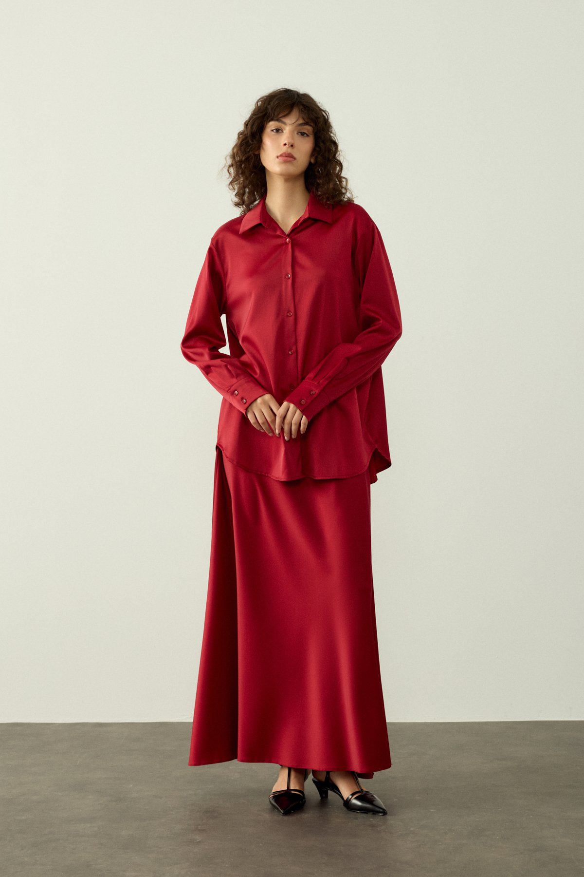 HANNAH SATEN VOLANLI ETEK - BORDO