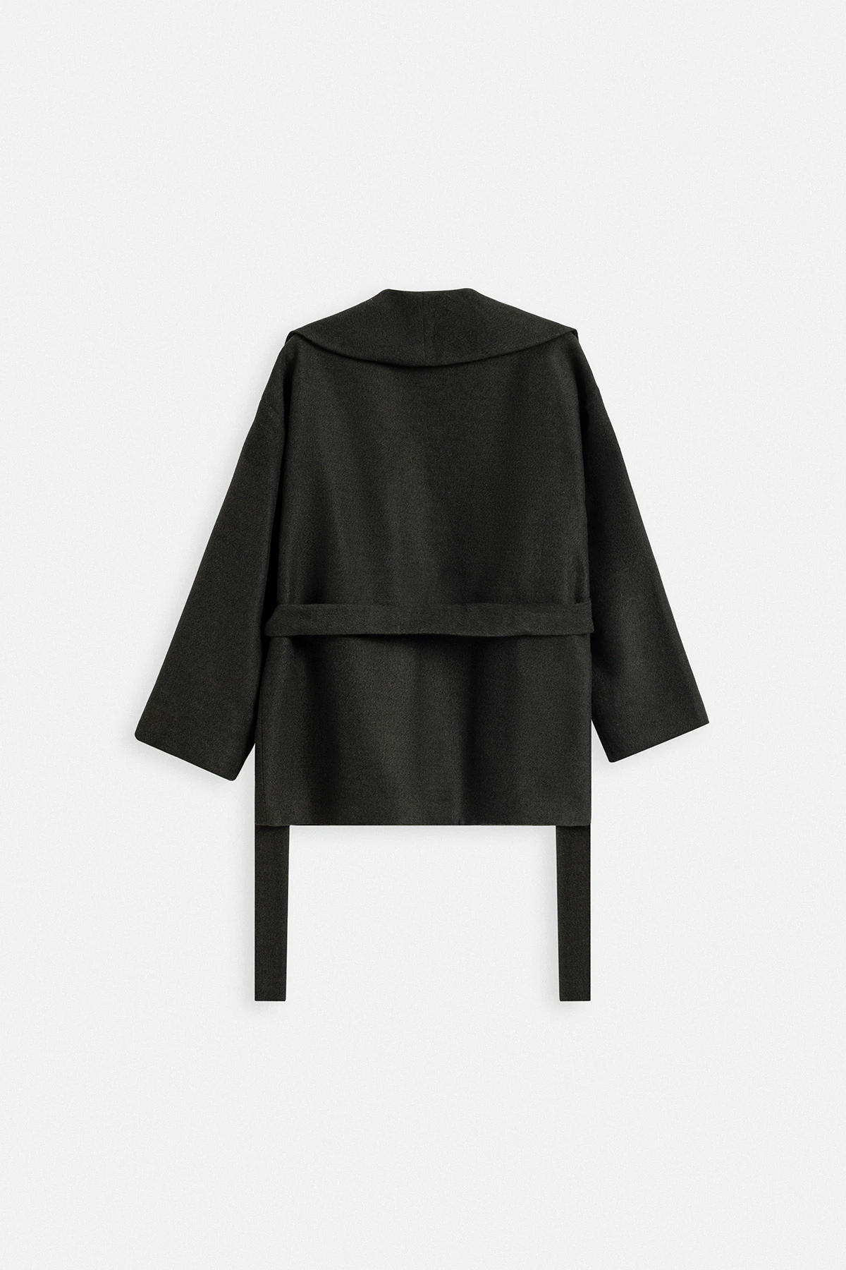 PAMUK KARIŞIMLI OVERSIZE KISA KABAN - HAKİ