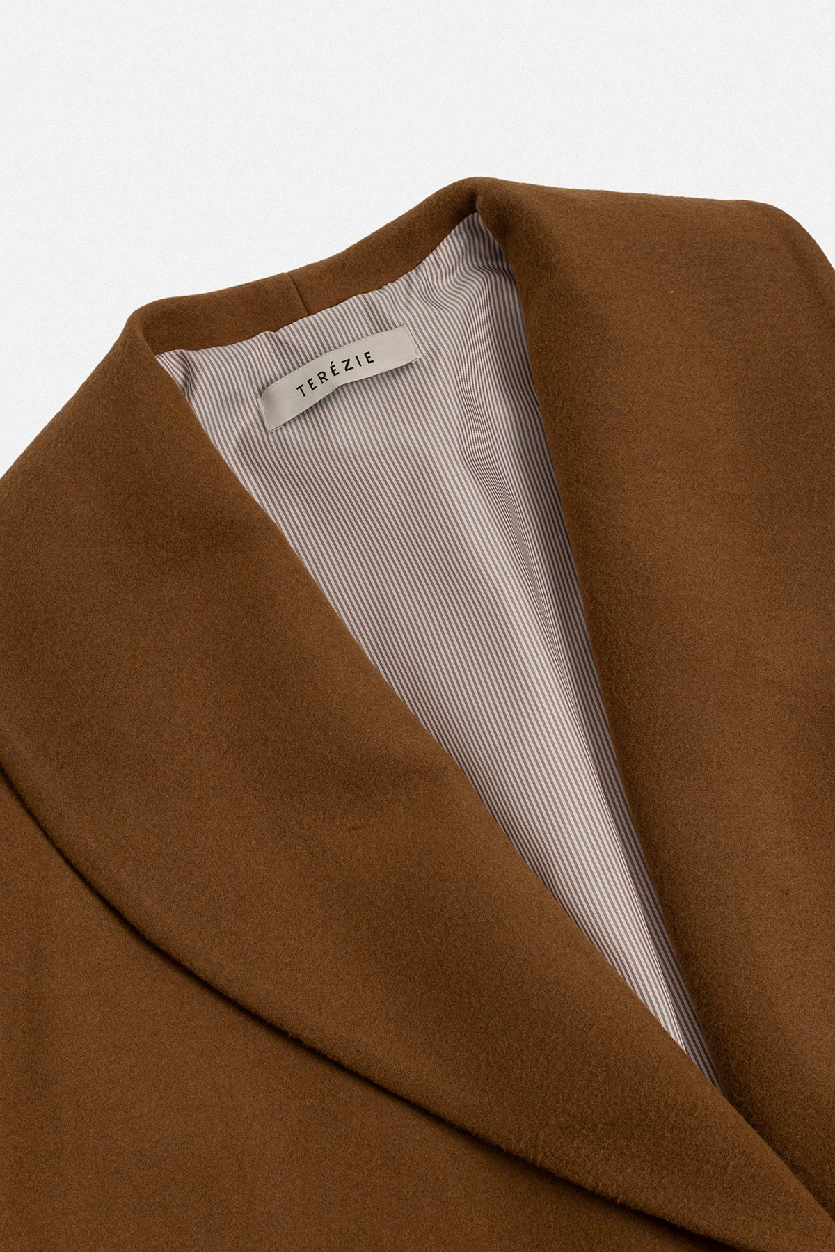 YÜN KARIŞIMLI OVERSIZE UZUN KABAN - KAHVE