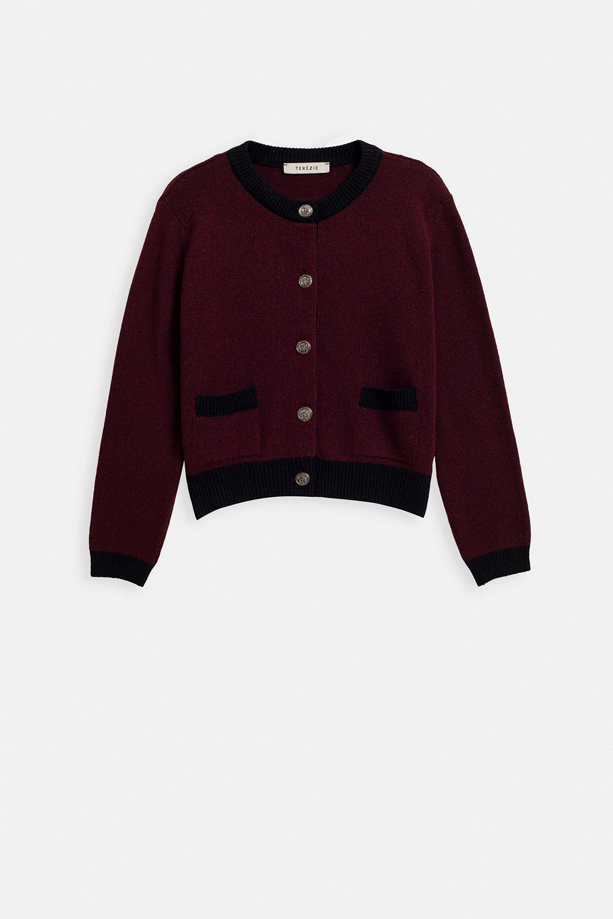 CEP DETAYLI YÜN TRIKO HIRKA - BORDO