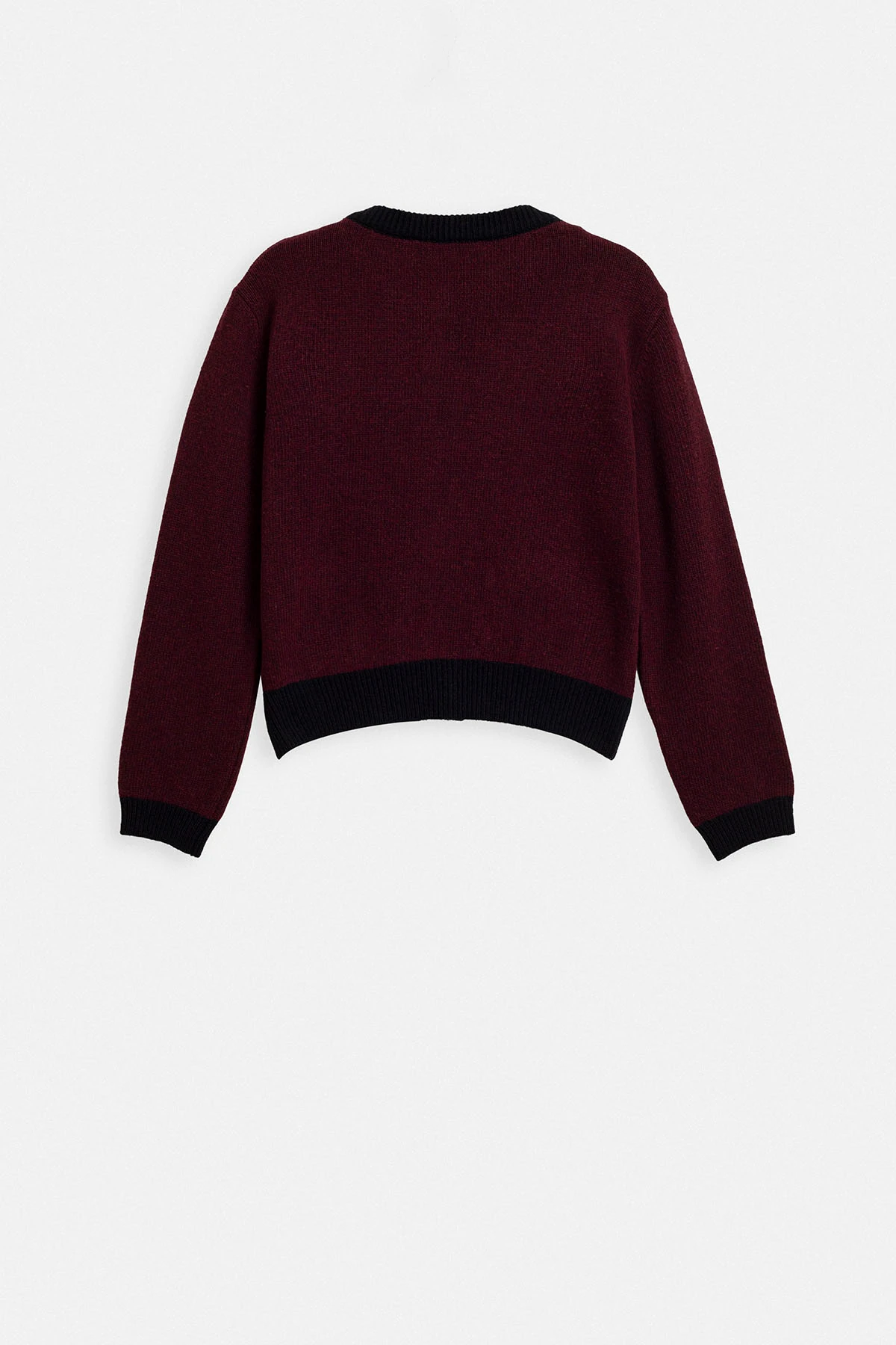 CEP DETAYLI YÜN TRIKO HIRKA - BORDO