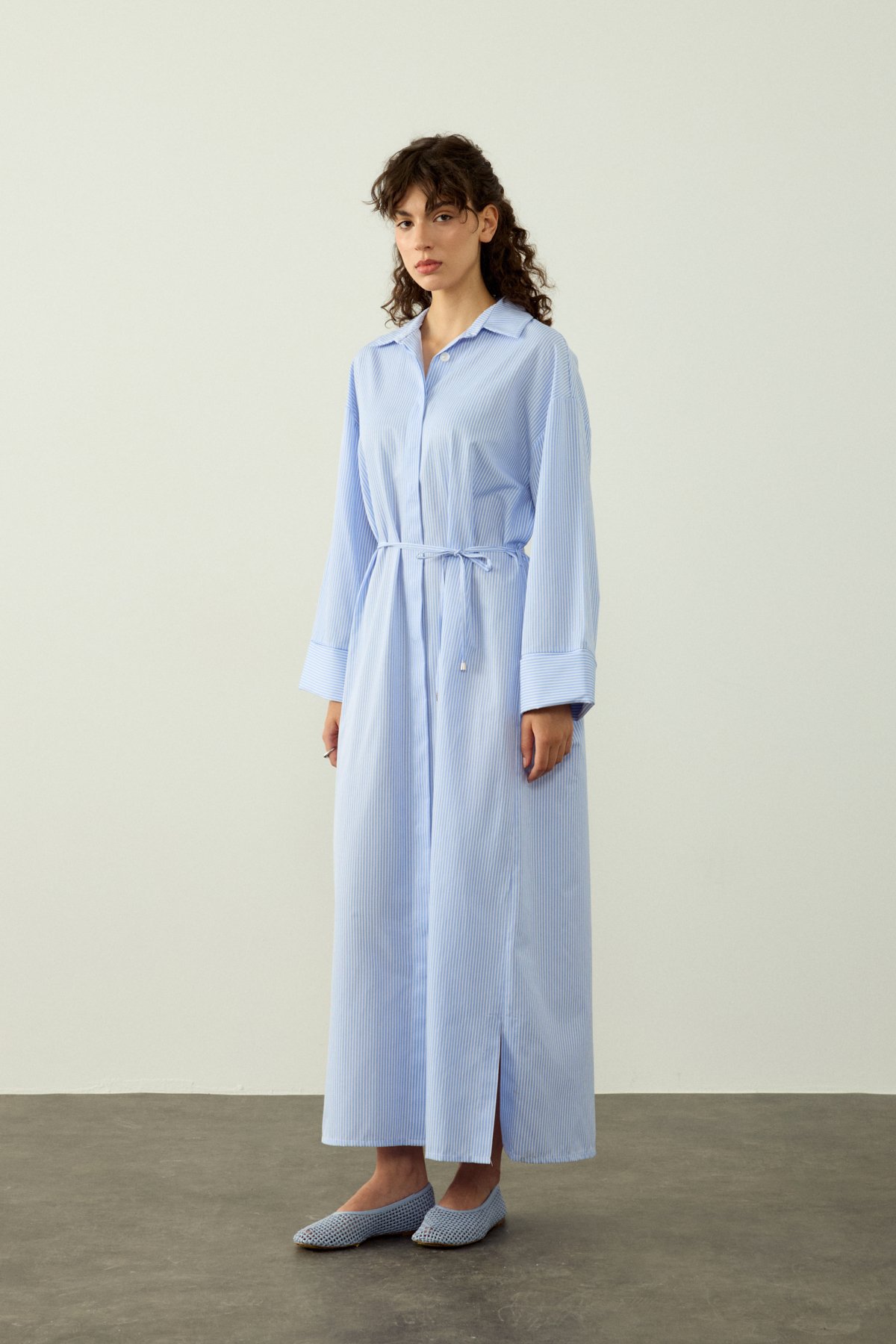 ÇİZGİLİ OVERSIZE POPLİN ELBİSE