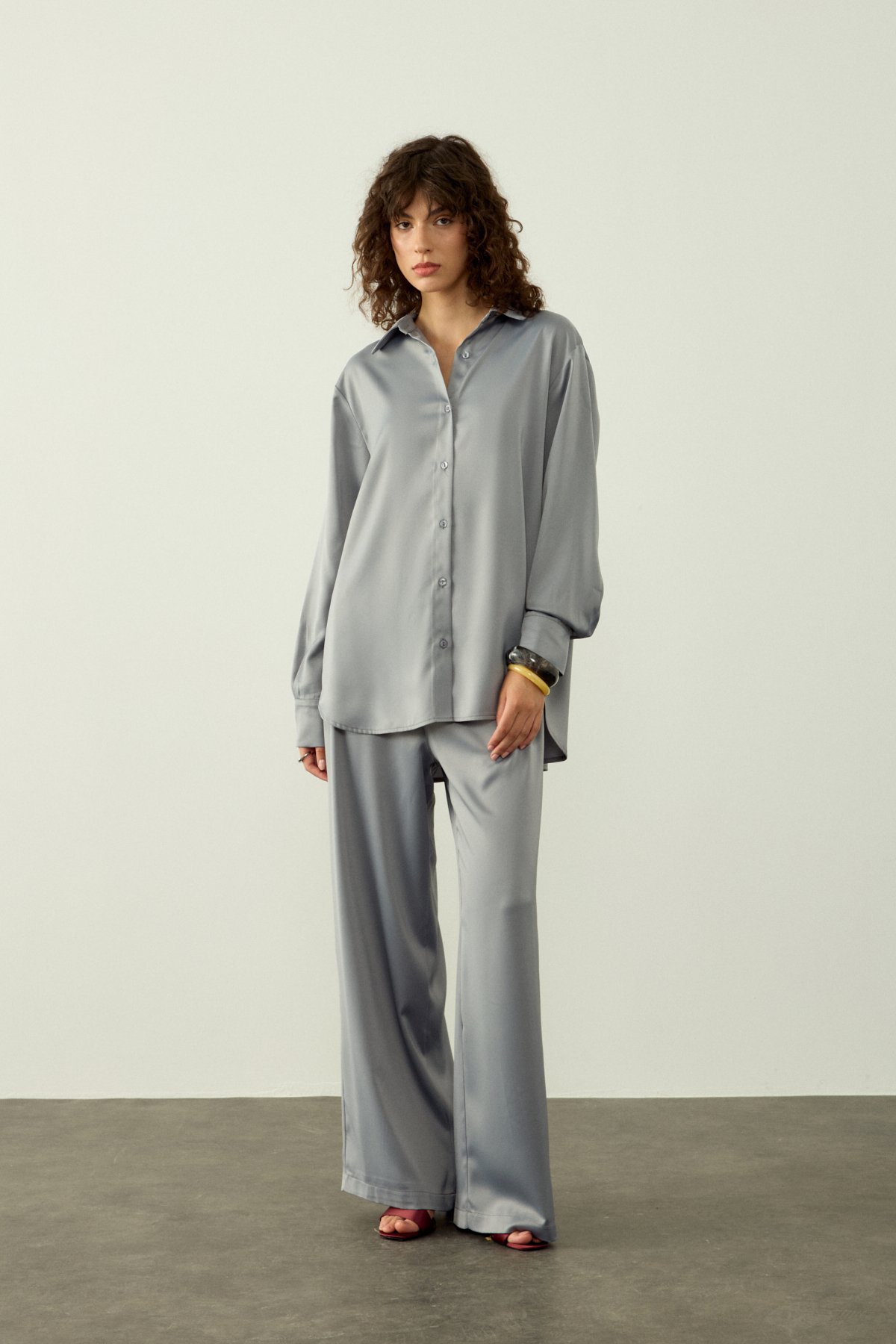 HANNAH SATEN PANTOLON - GRİ