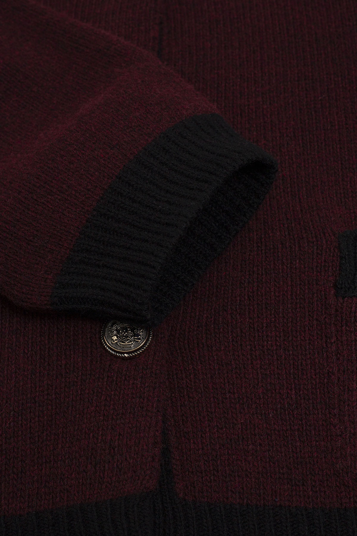 CEP DETAYLI YÜN TRIKO HIRKA - BORDO