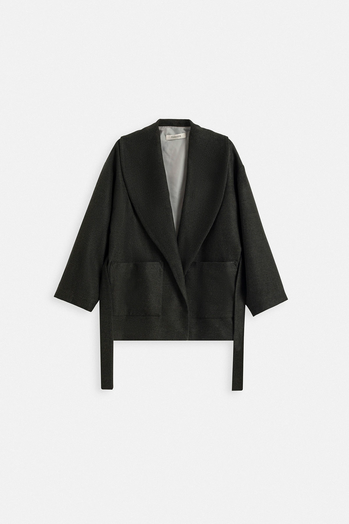 PAMUK KARIŞIMLI OVERSIZE KISA KABAN - HAKİ