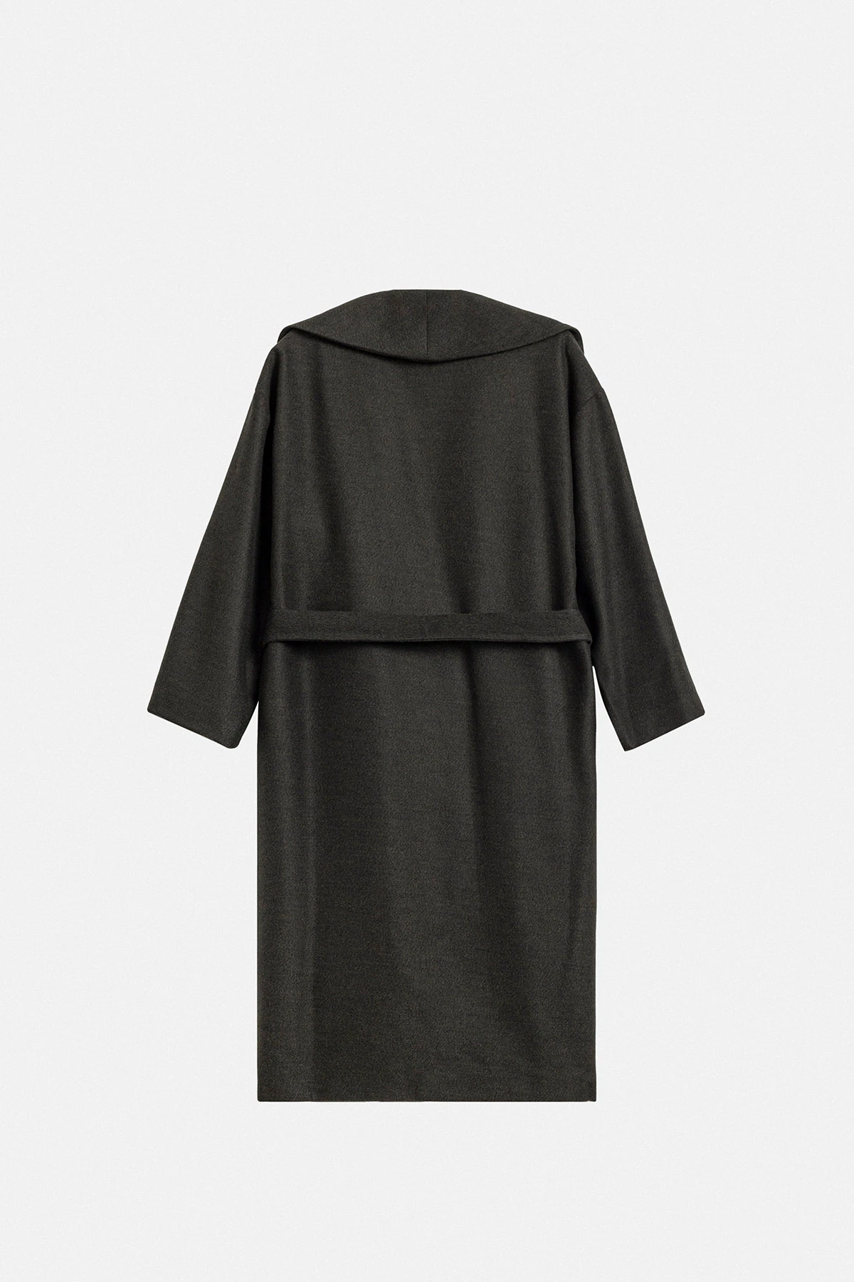 PAMUK KARIŞIMLI OVERSIZE UZUN KABAN - HAKİ