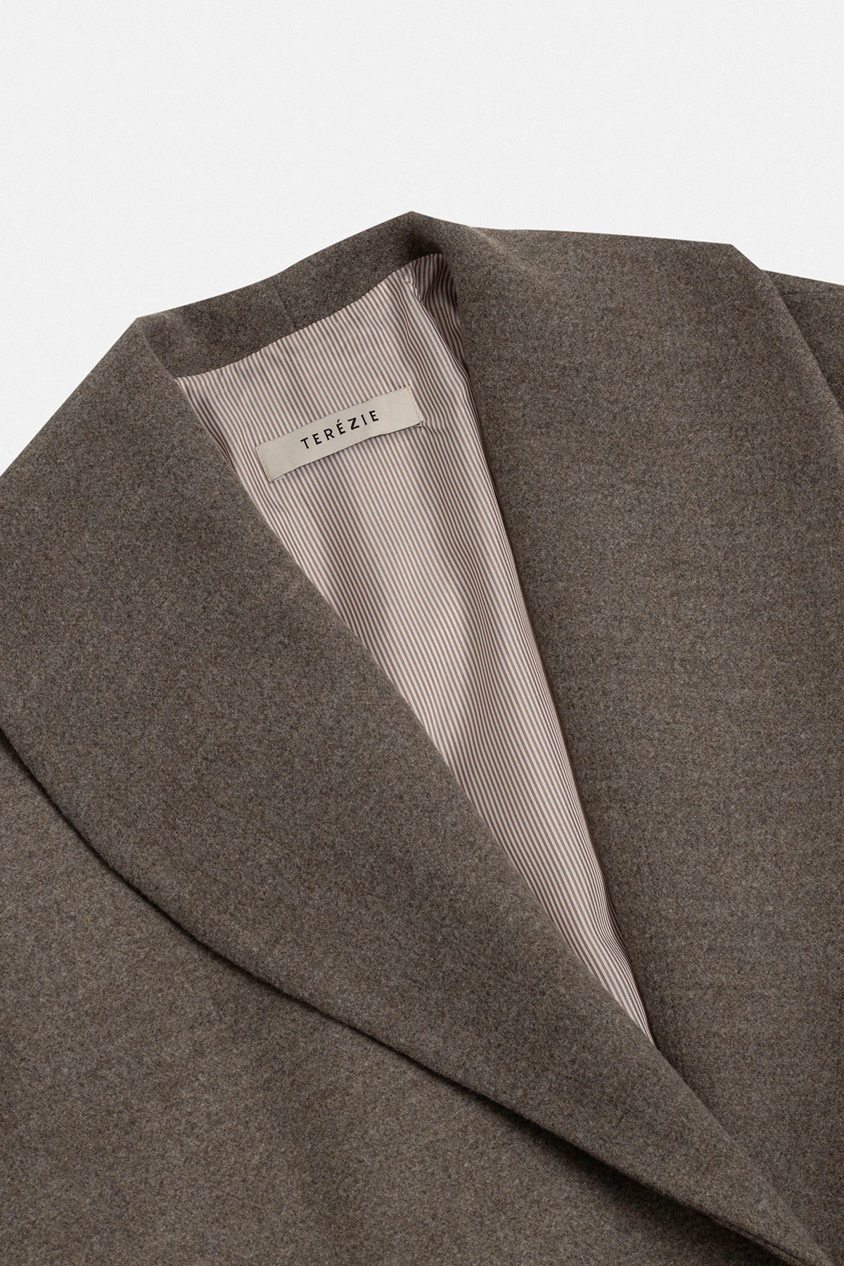 YÜN KARIŞIMLI OVERSIZE KISA KABAN - VİZON