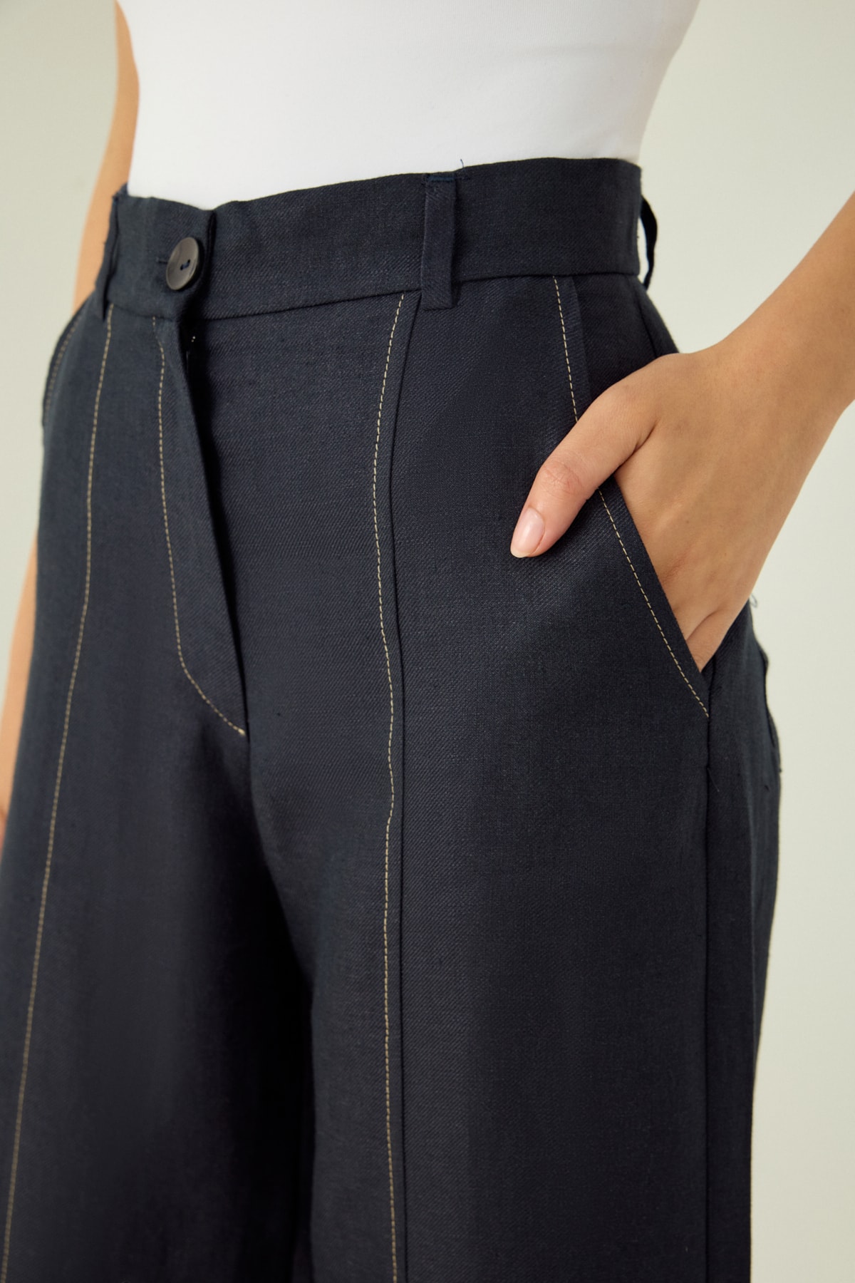 DEXTER %100 KETEN PANTOLON - LACİVERT
