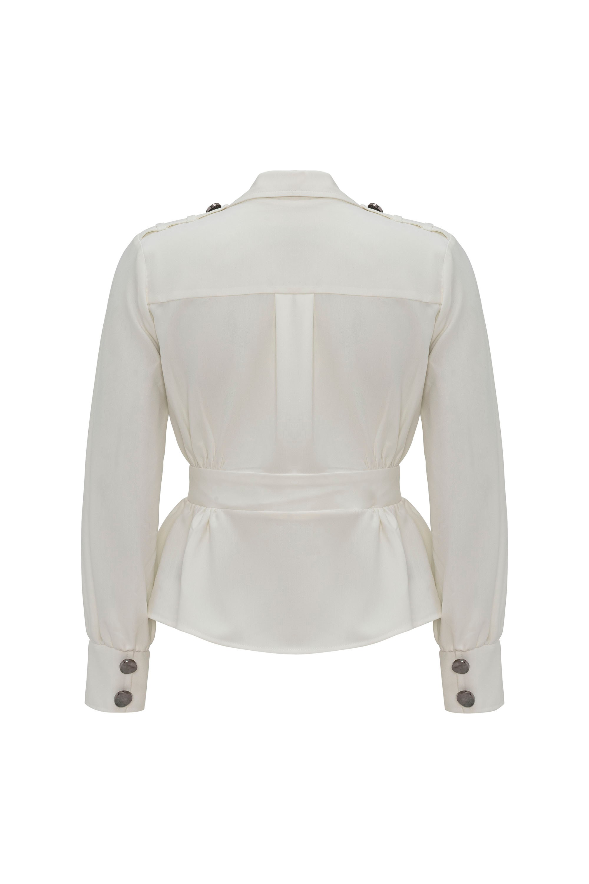 DÜĞME DETAYLI BLAZER CEKET - BEYAZ