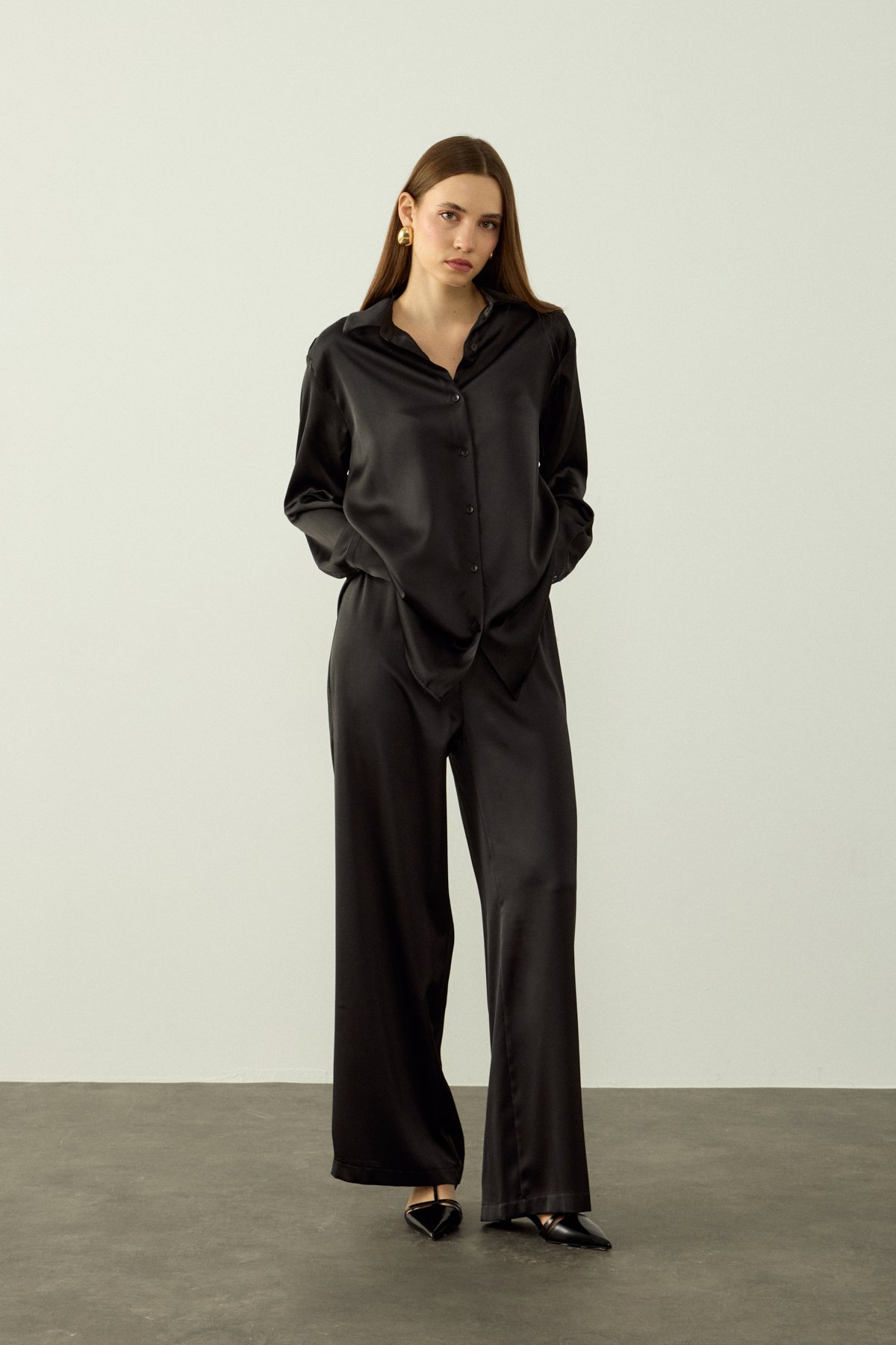 HANNAH SATEN PANTOLON - SİYAH