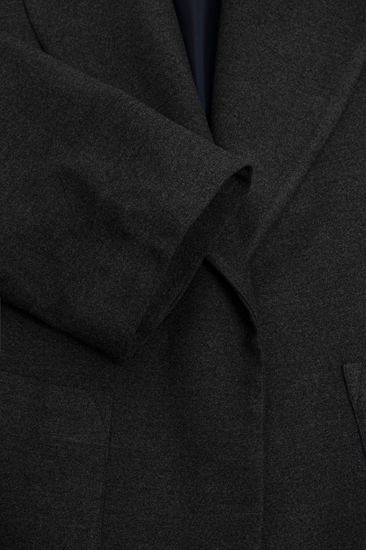 PAMUK KARIŞIMLI OVERSIZE KISA KABAN - ANTRASİT