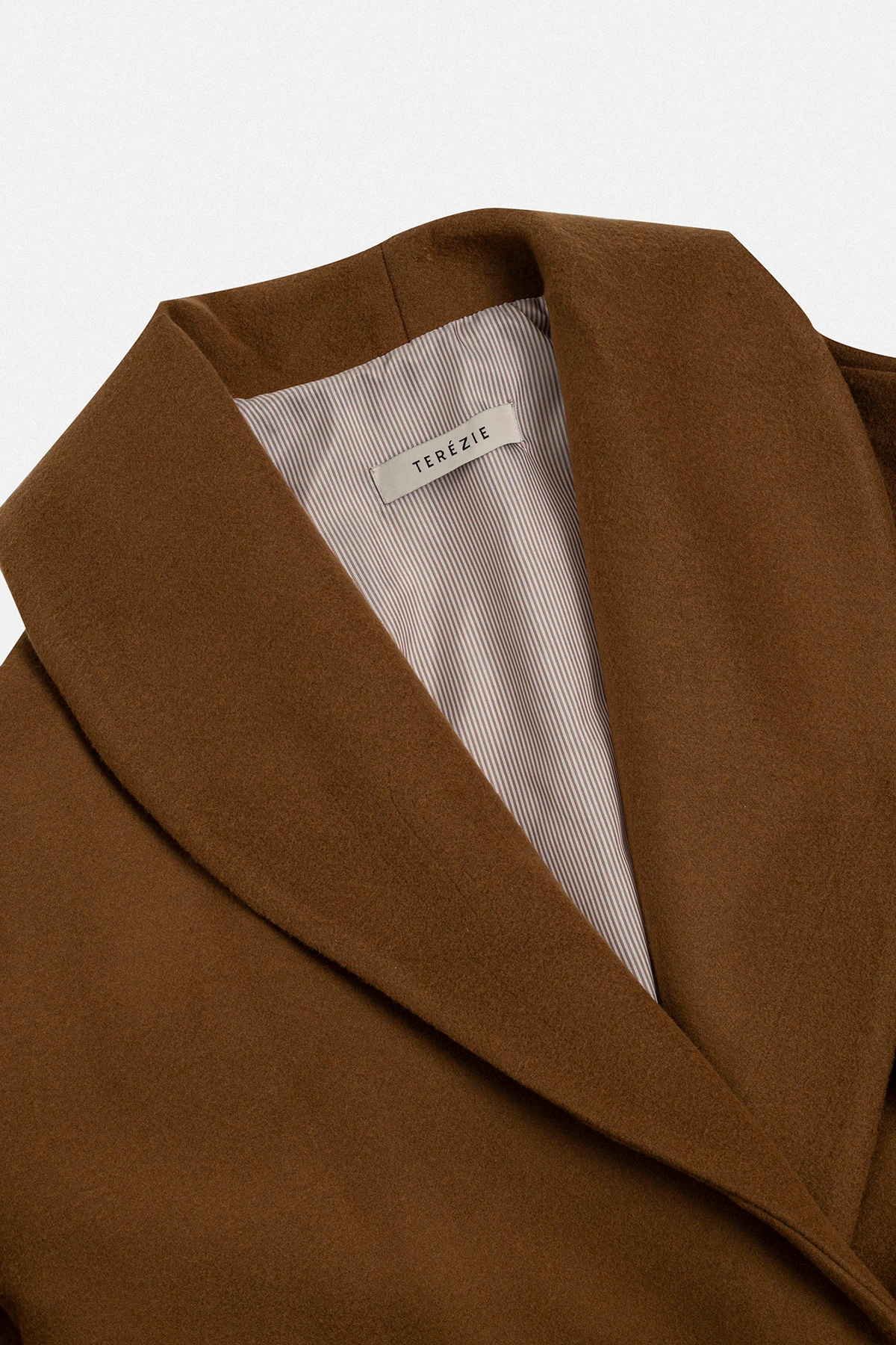 YÜN KARIŞIMLI OVERSIZE KISA KABAN - KAHVE