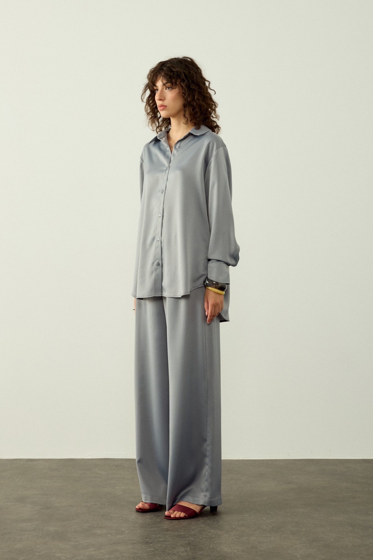 HANNAH SATEN PANTOLON - GRİ