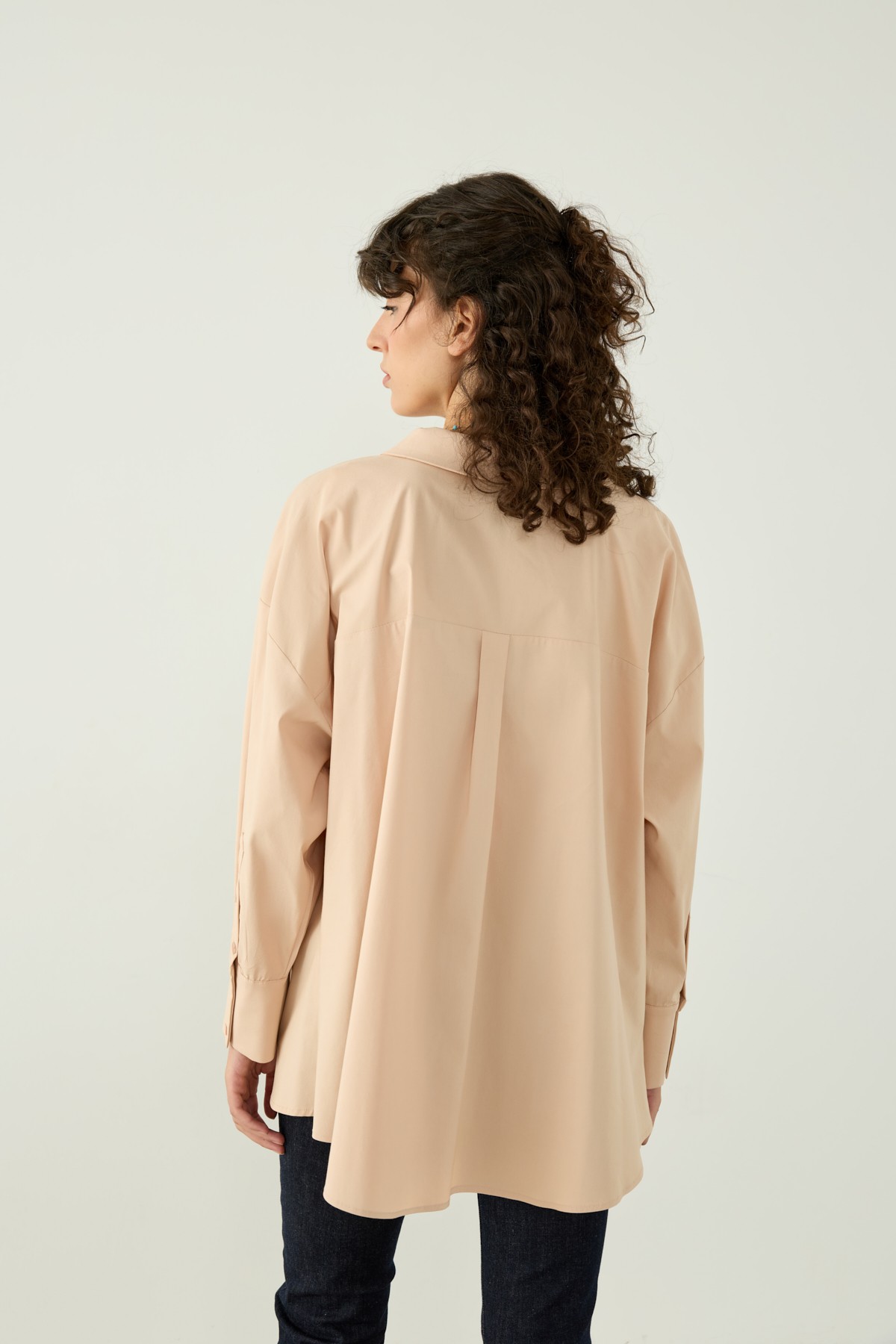 PİLE DETAYLI OVERSIZE GÖMLEK - BEJ