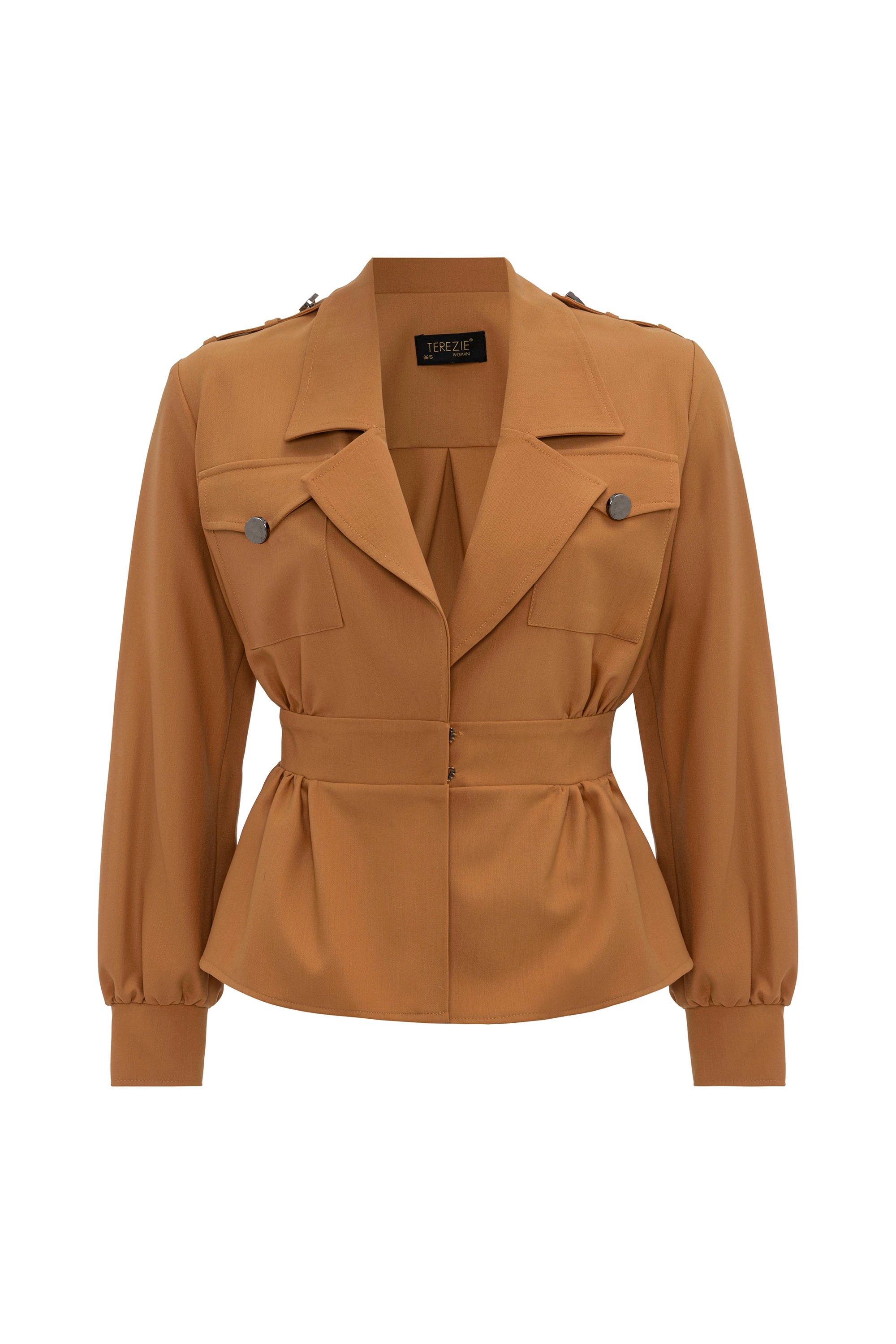 DÜĞME DETAYLI BLAZER CEKET - TABA
